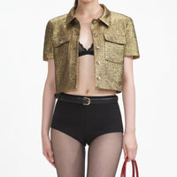 Gold Metallic Jacquard Top