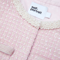 Pink Boucle Pearl Trim Jacket