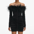 Black Feather Viscose Knit Mini Dress