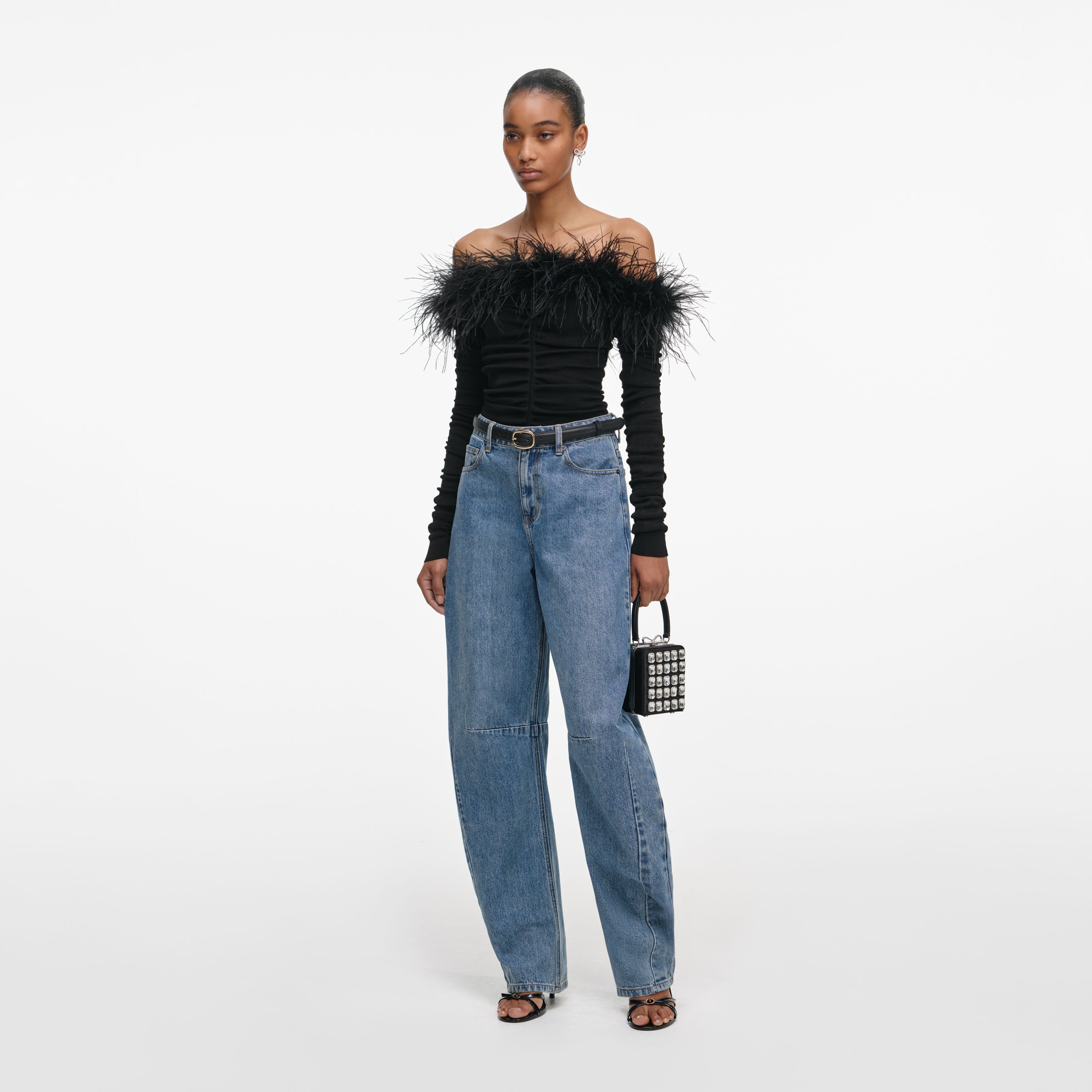 Black Lace Knit Top – self-portrait-EU