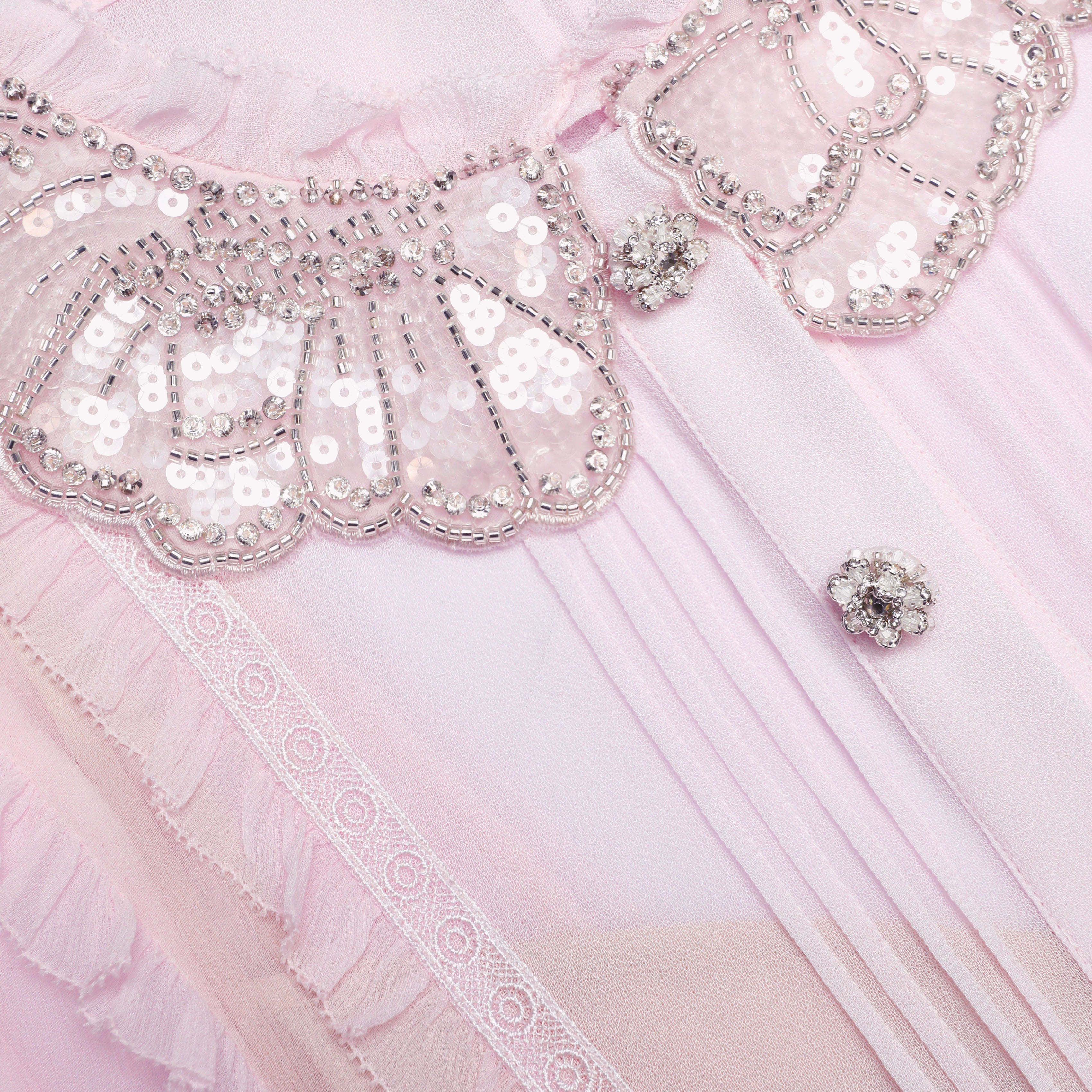 Pink Pleated Georgette Midi Dress