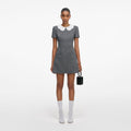 Grey Herringbone Collared Mini Dress
