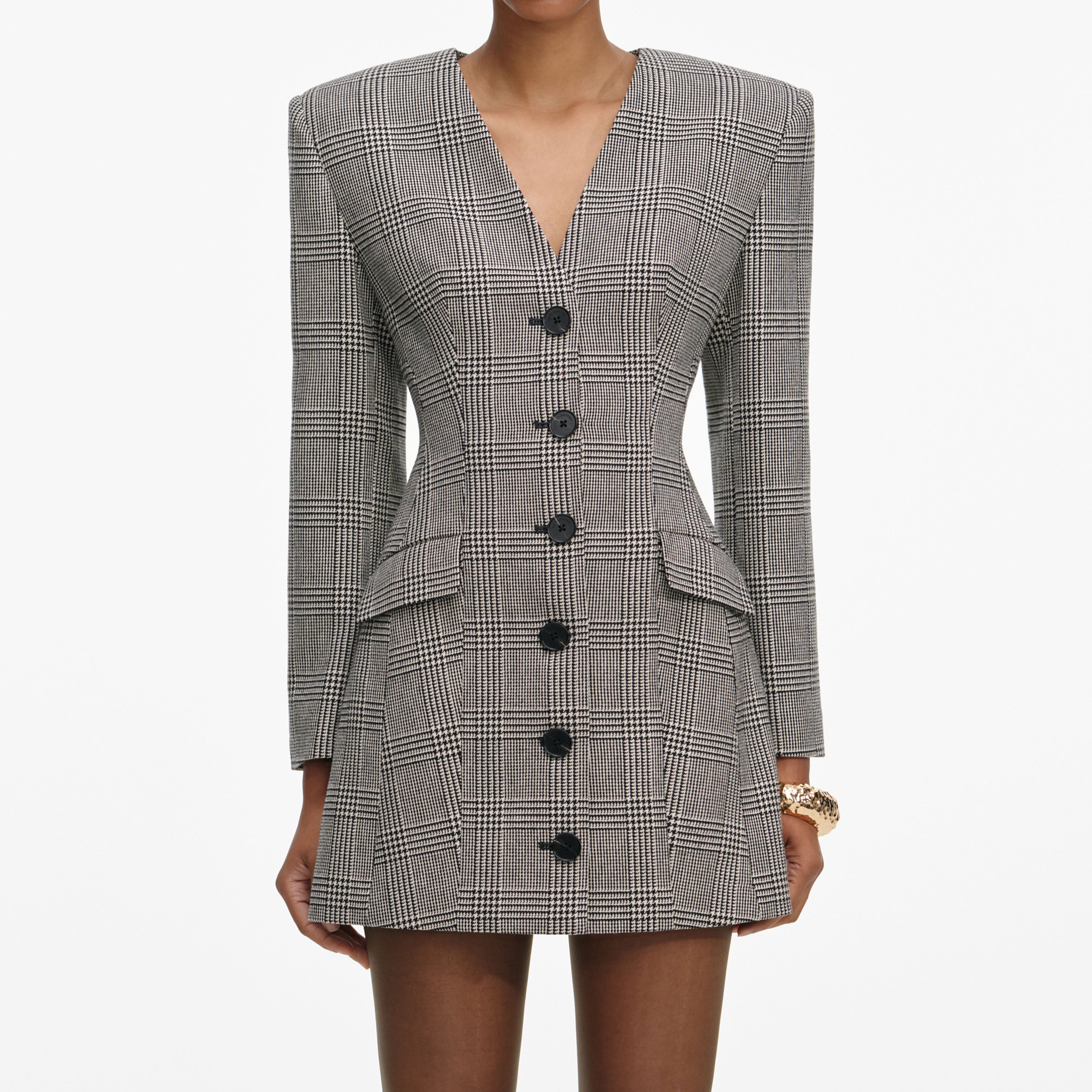Check Blazer Mini Dress – self-portrait-EU