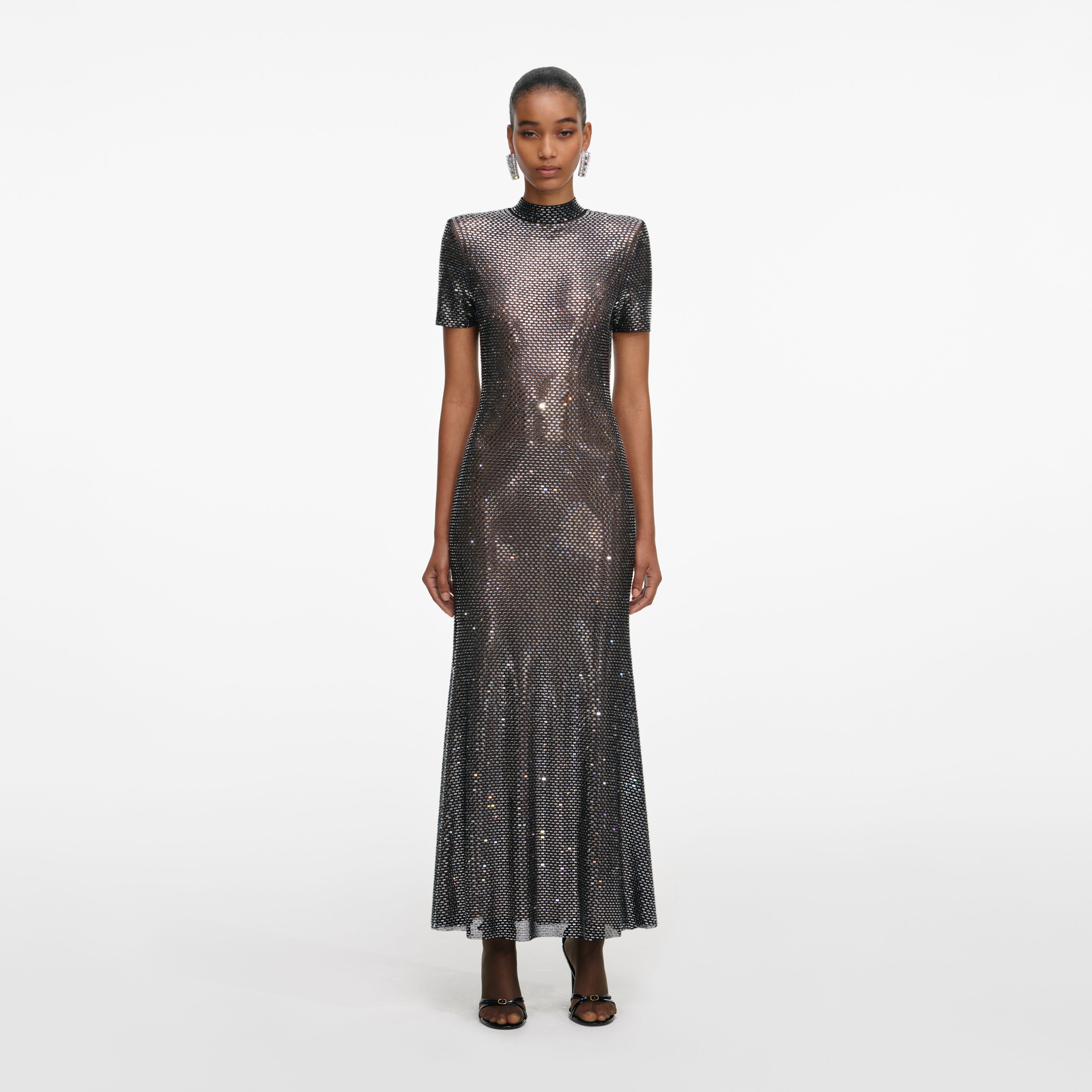 ❇️Selfportrait正規24新作セルフポートレートシルバードレス Self-portrait セルフポートレート ホーリーシルバーVネックドレス