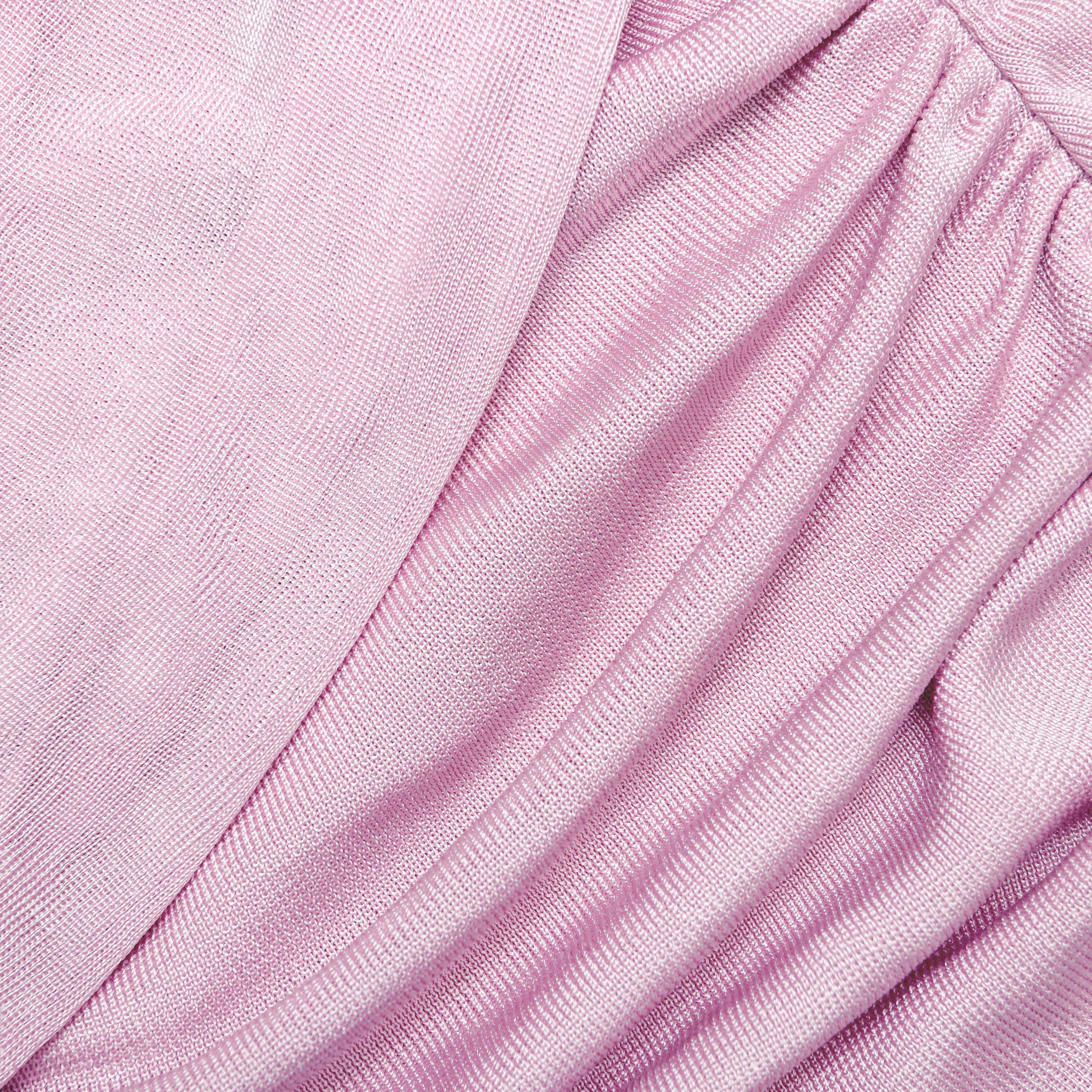 Pink Cotton Draped Knit Midi Dress