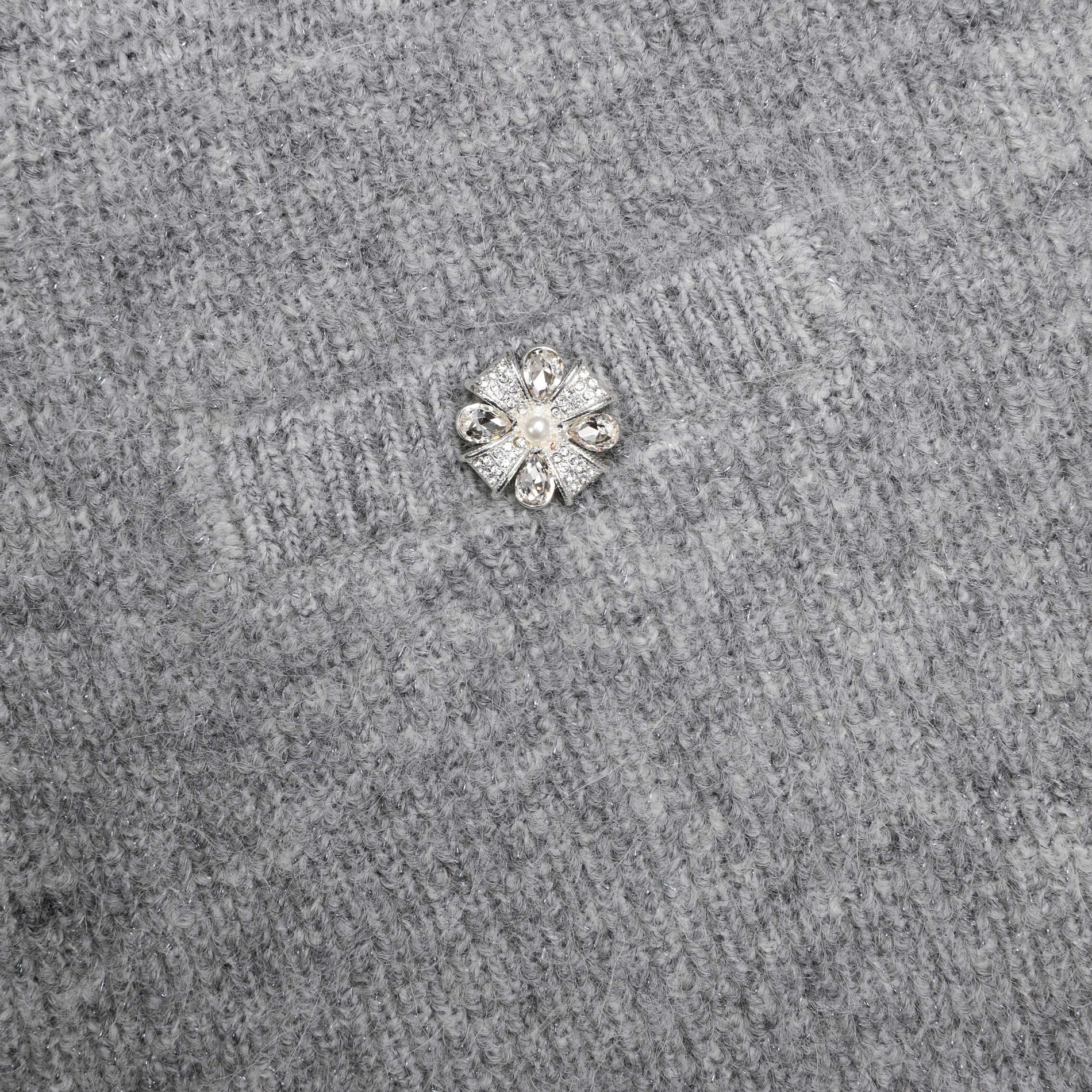 A close up of the fabric for the Grey Fluffy Knit Mini Skirt