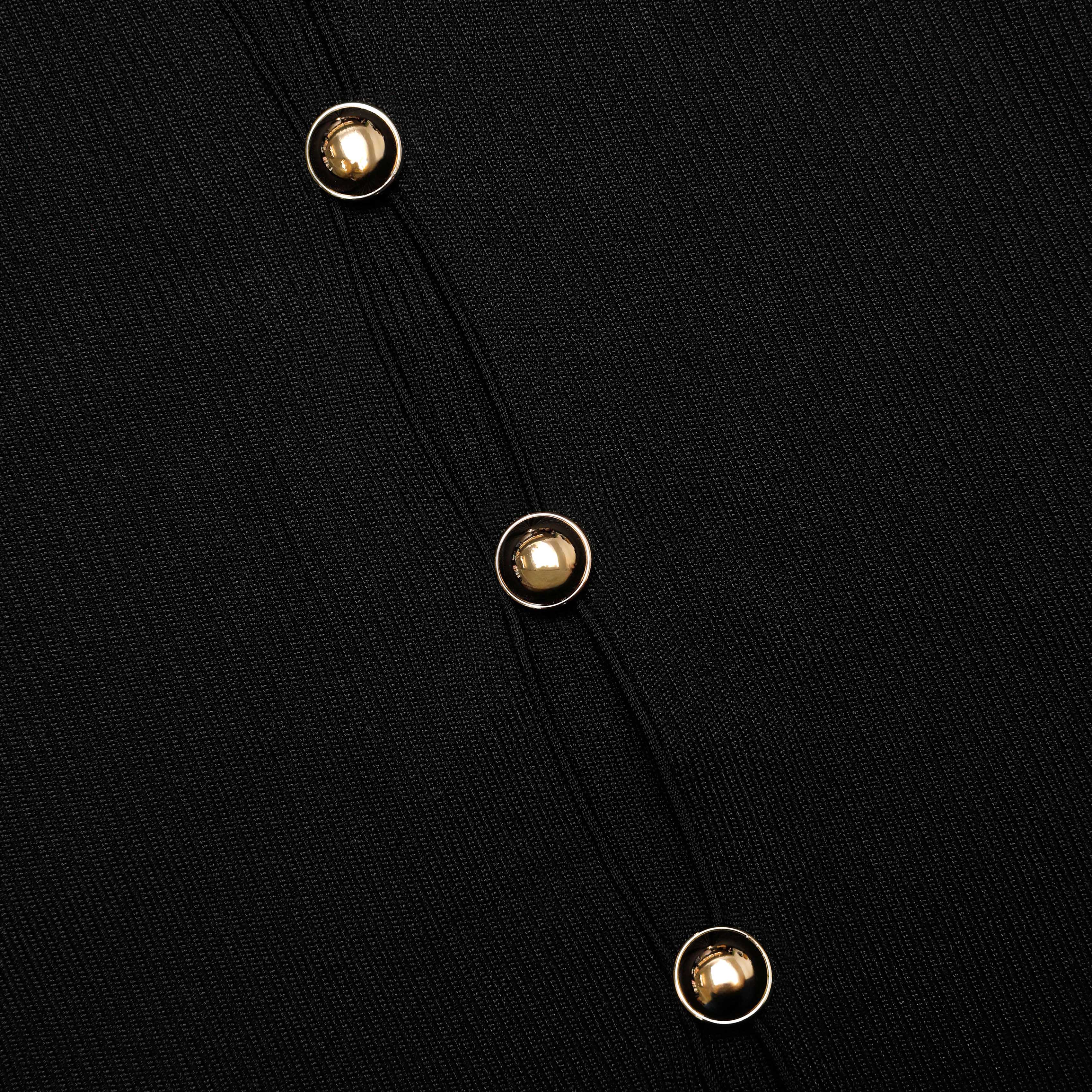 Black Button Down Knit Top