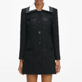 Black Boucle Contrast Collar Mini Dress