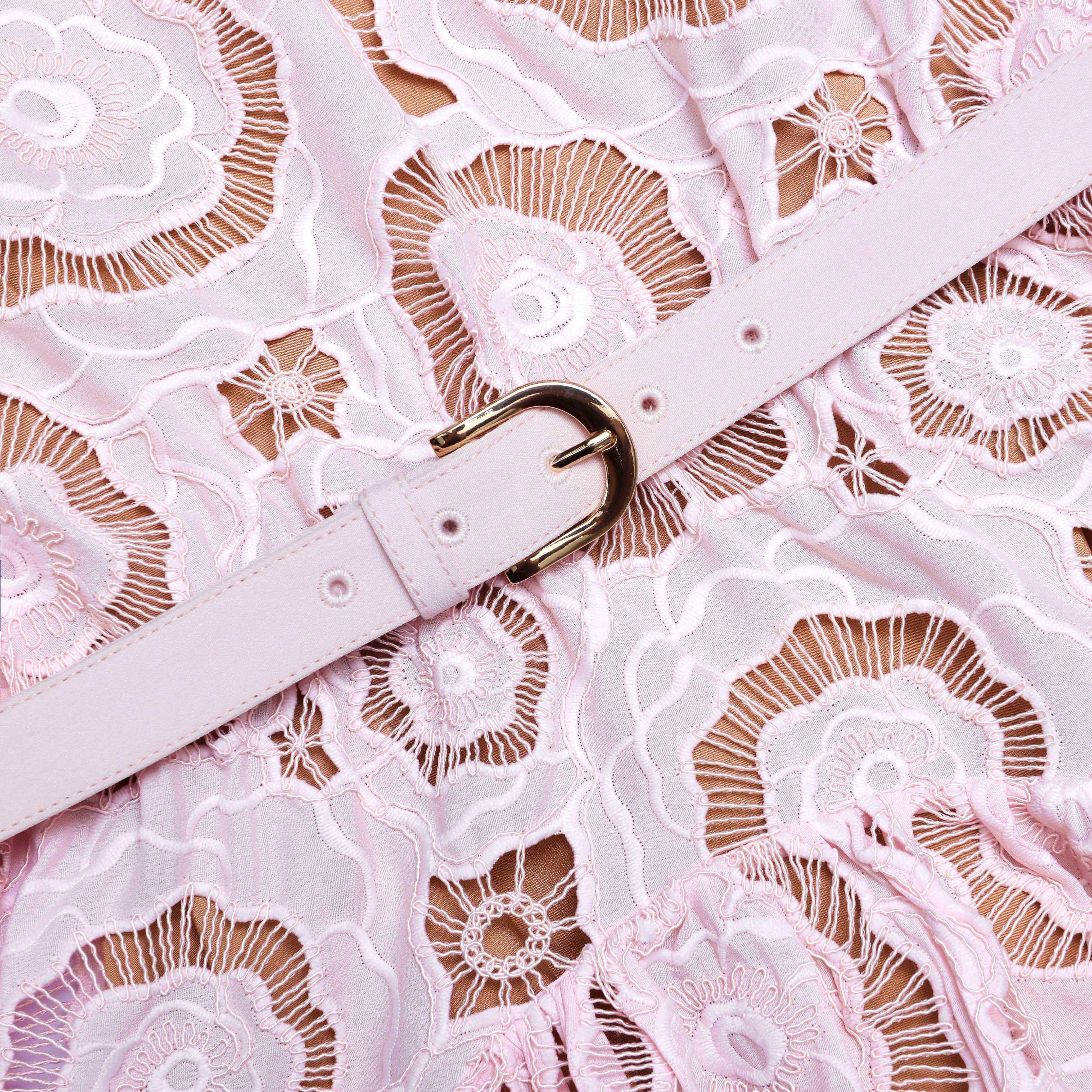 Pink Floral Lace Mini Dress