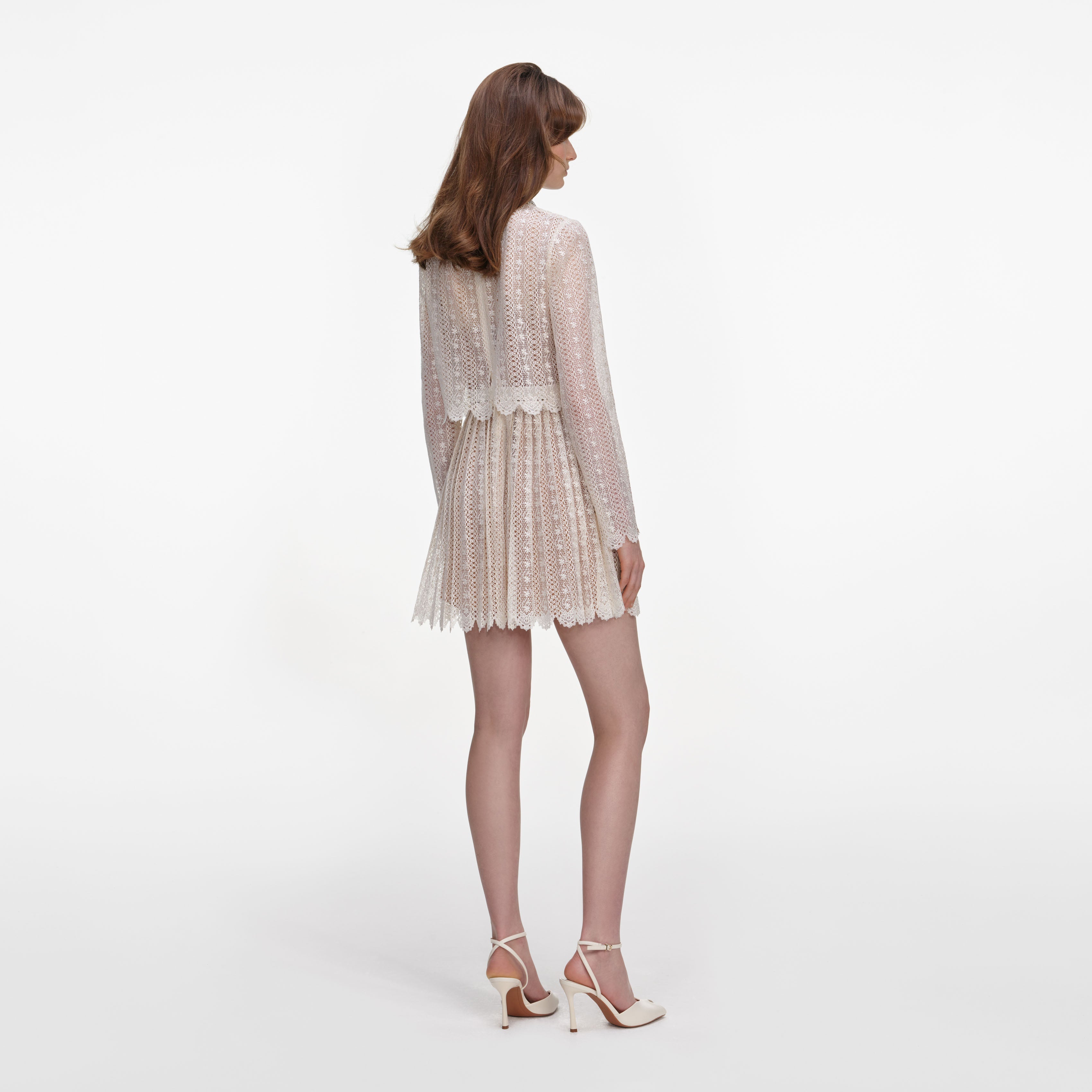 Cream Organza Lace Mini Dress – self-portrait-EU