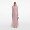 Pink Organza Lace Maxi Dress