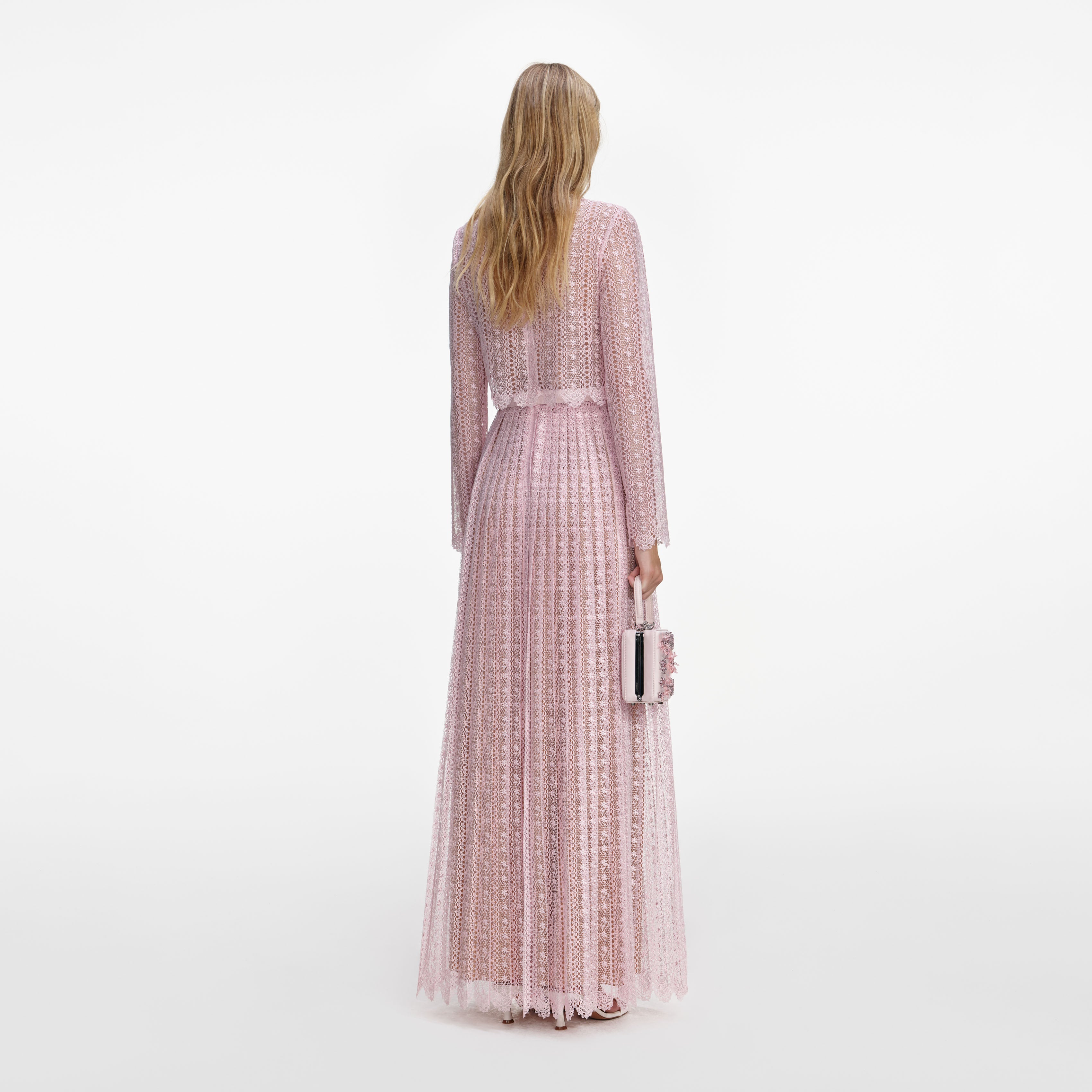 Pink Organza Lace Maxi Dress – self-portrait-EU
