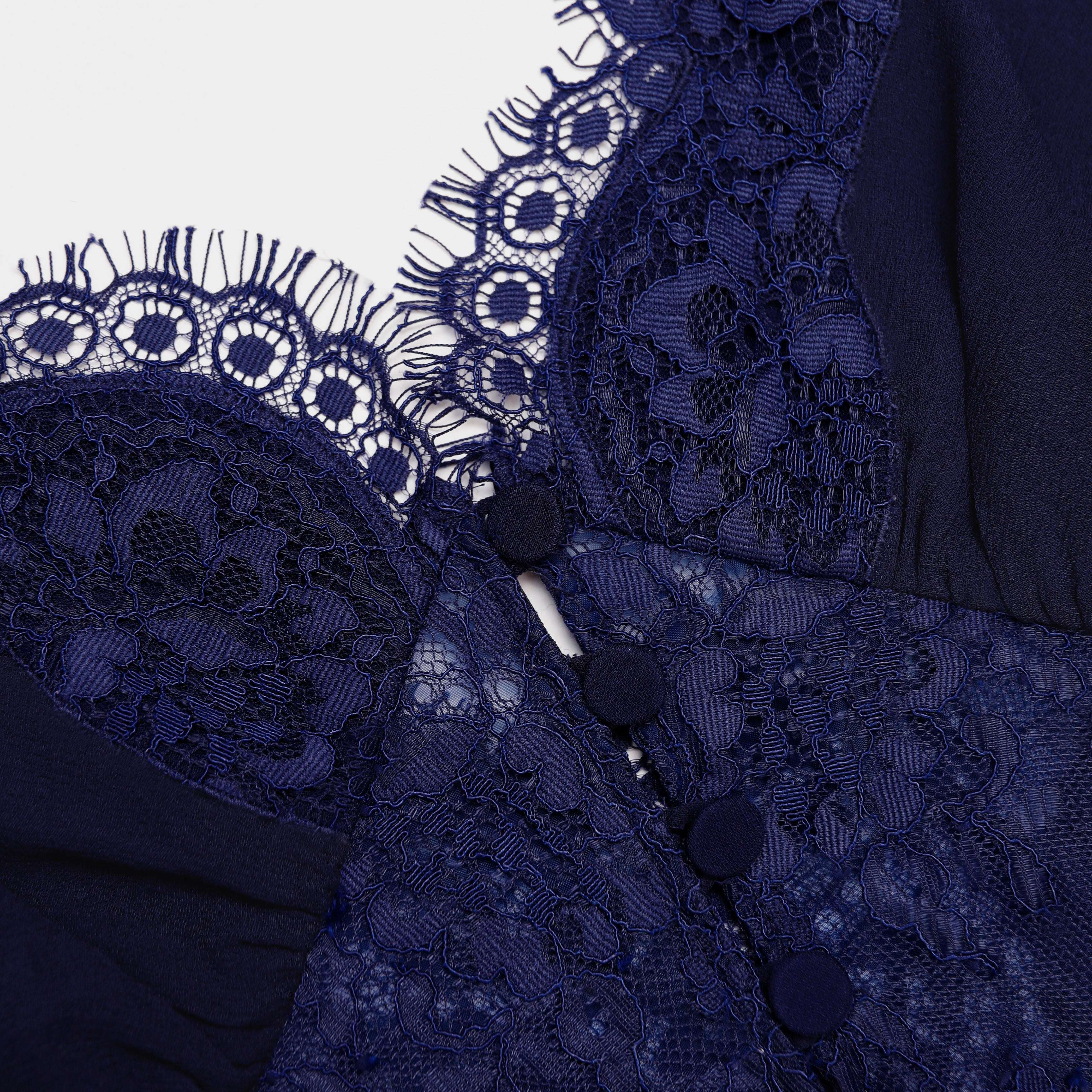 Navy Lace Georgette Maxi Dress