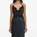 Polka Dot Satin Lace Maxi Dress