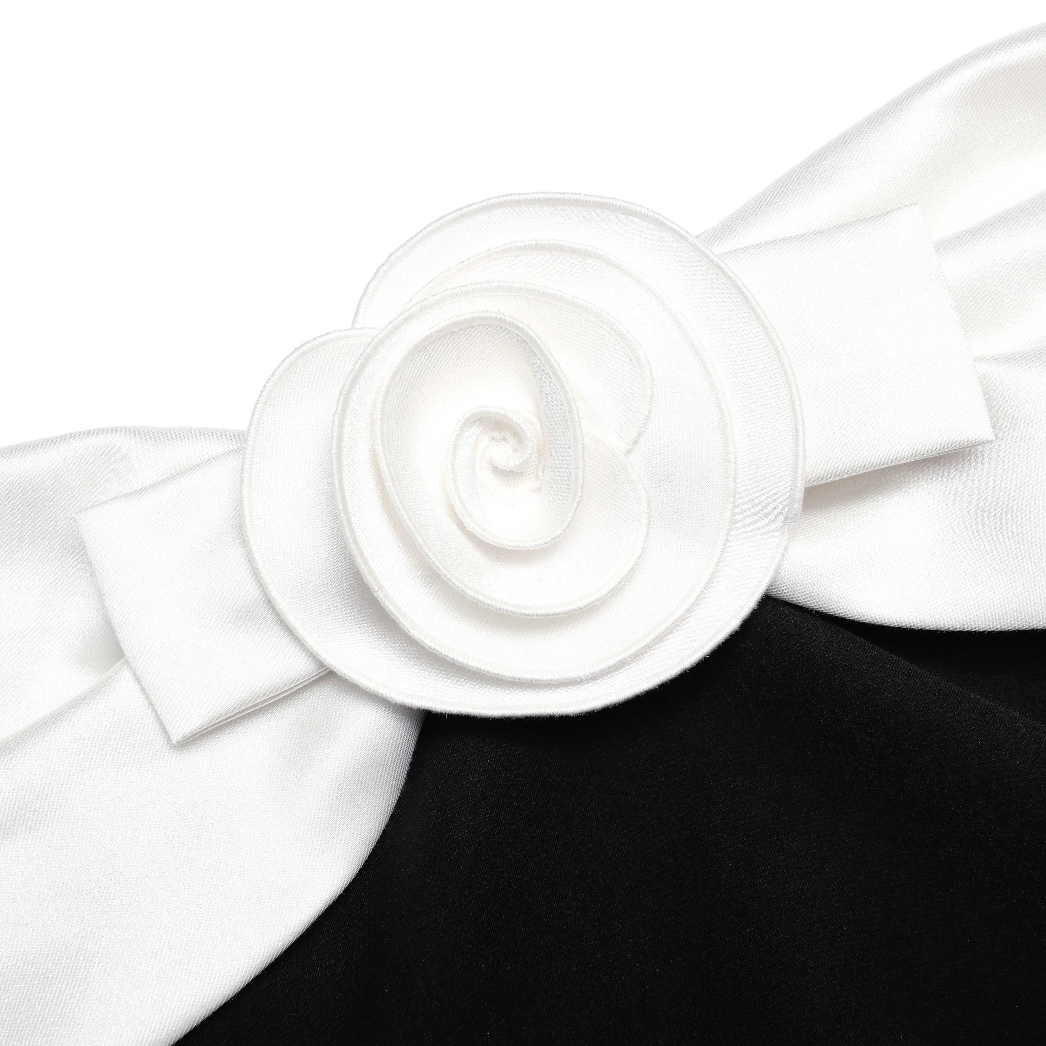 Black Crepe Flower Mini Dress