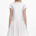 White Satin Ramie Midi Dress