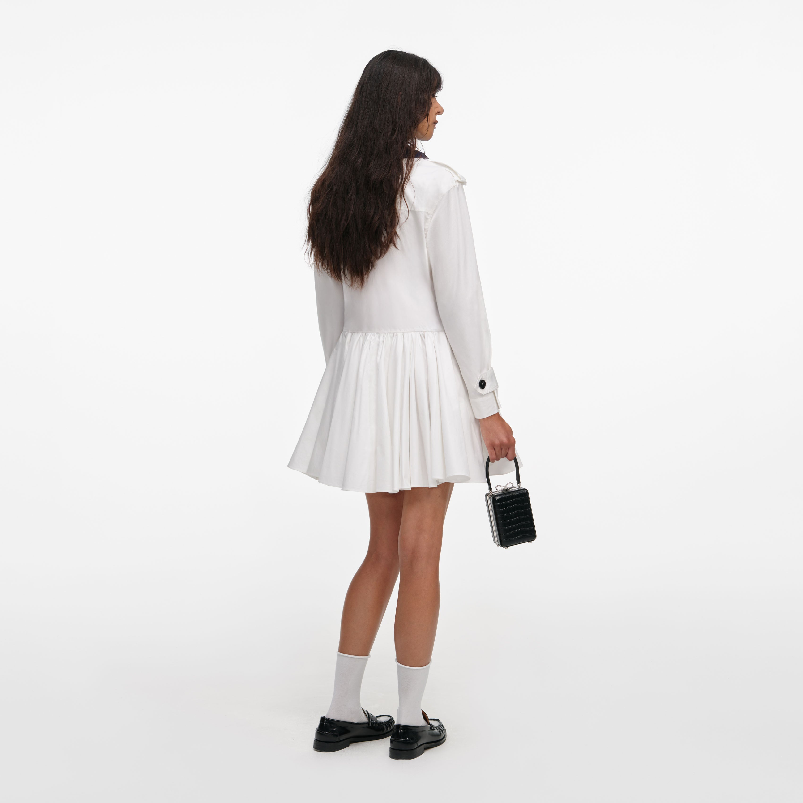 White Cotton Double Breasted Mini Dress