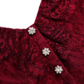 Burgundy Off Shoulder Gathered Lace Maxi Dress