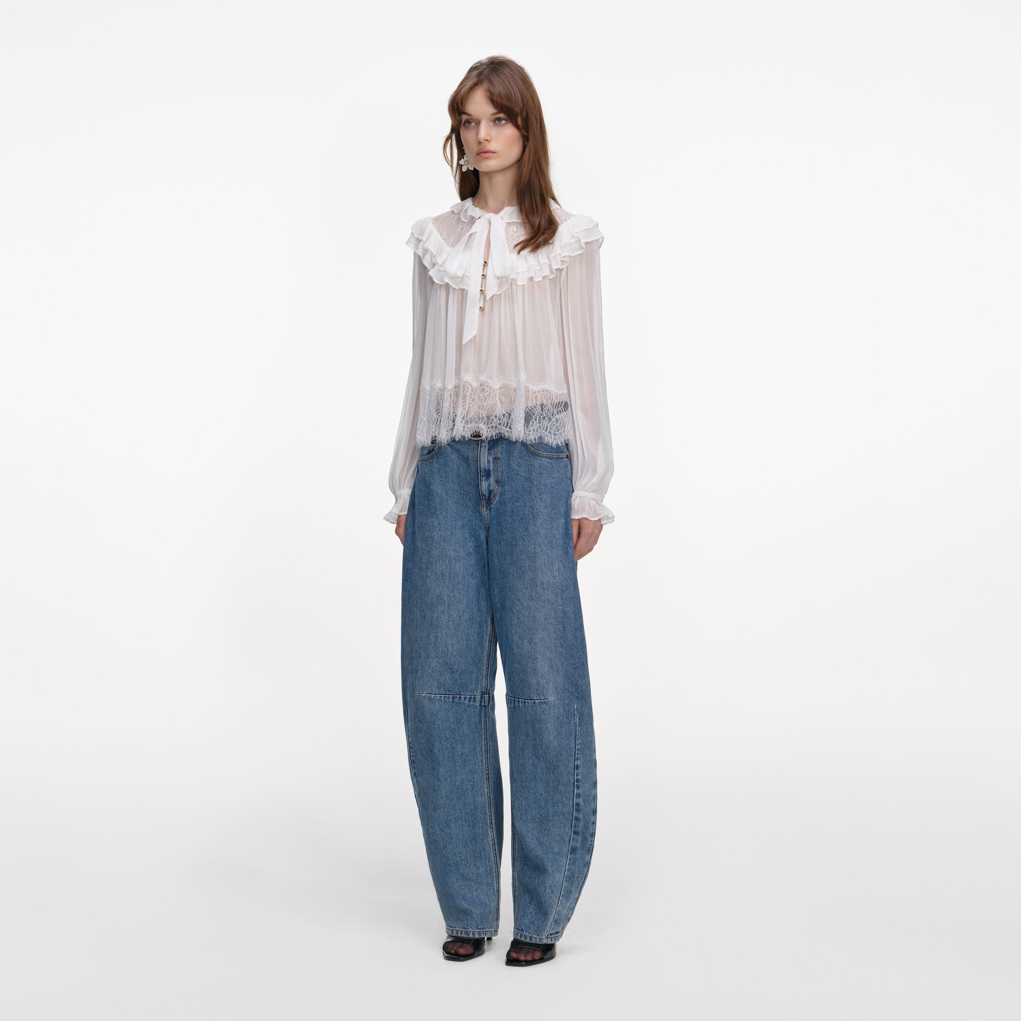 White Georgette Lace Blouse – self-portrait-EU