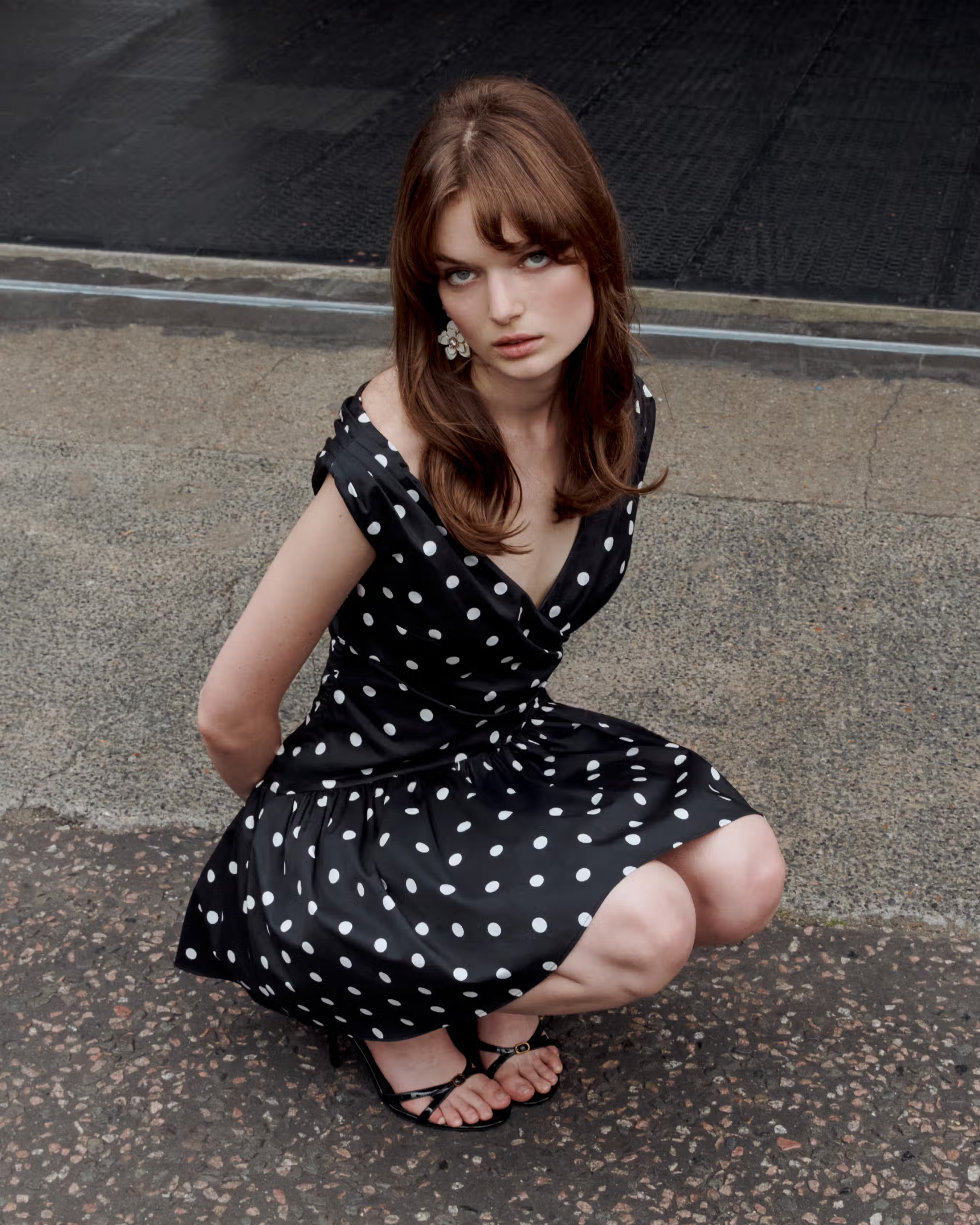 Black Polka Dot Cotton Mini Dress