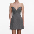 Grey Bandeau Herringbone Mini Dress