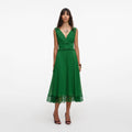 Green Chiffon Midi Dress