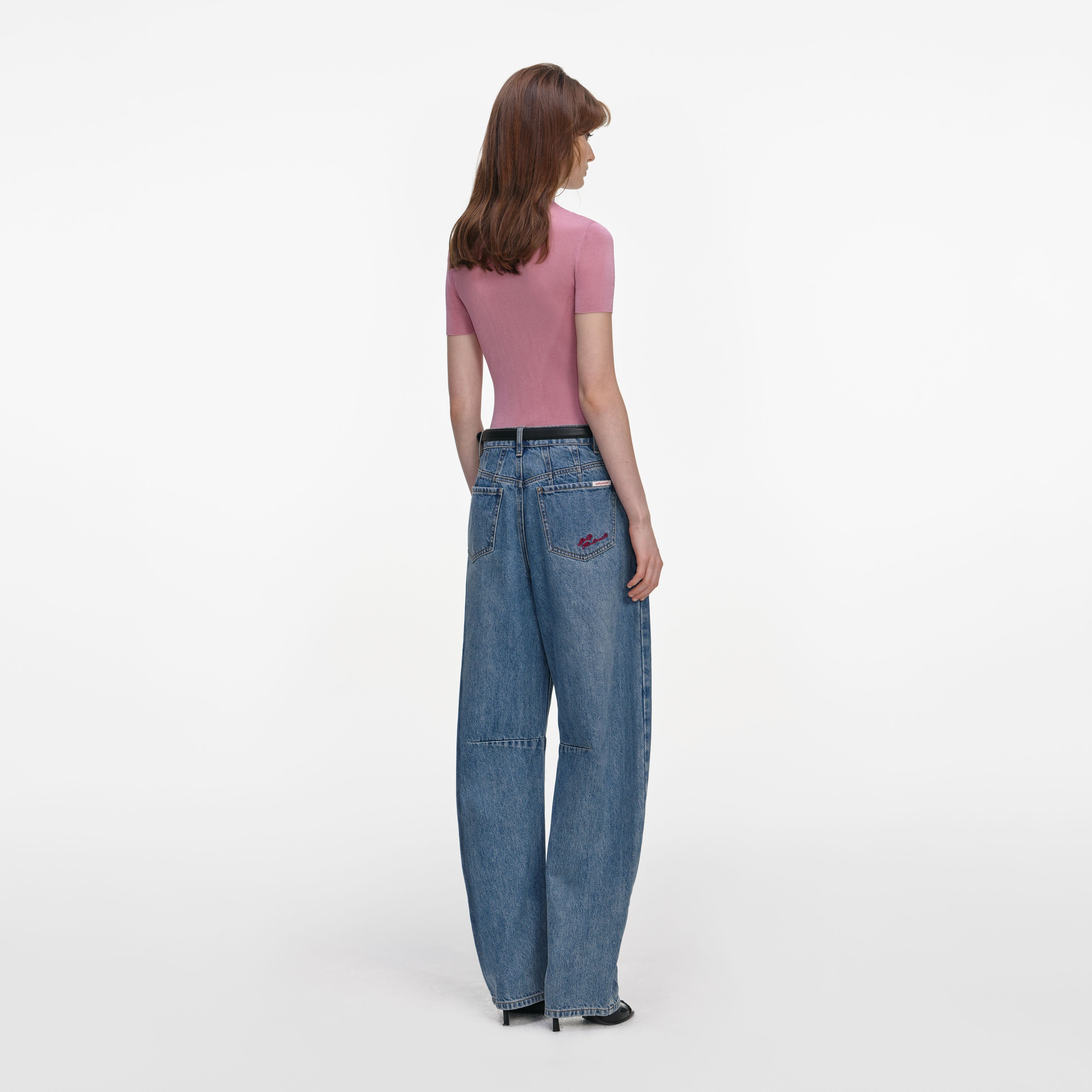 Pink Short Sleeve Viscose Knit Top