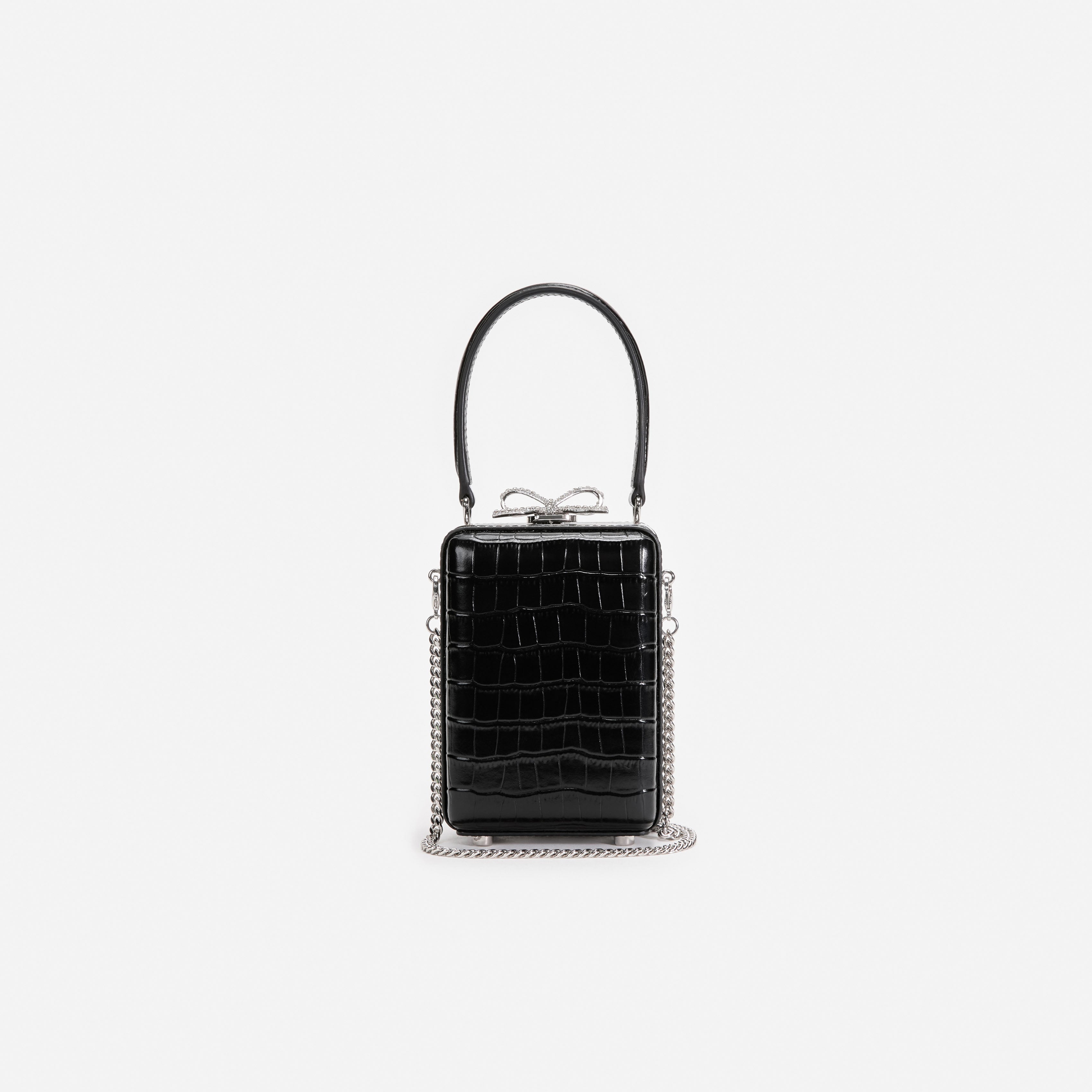Black Croc Leather Micro Bag – self-portrait-EU