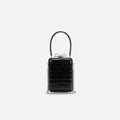 Black Croc Leather Micro Bag