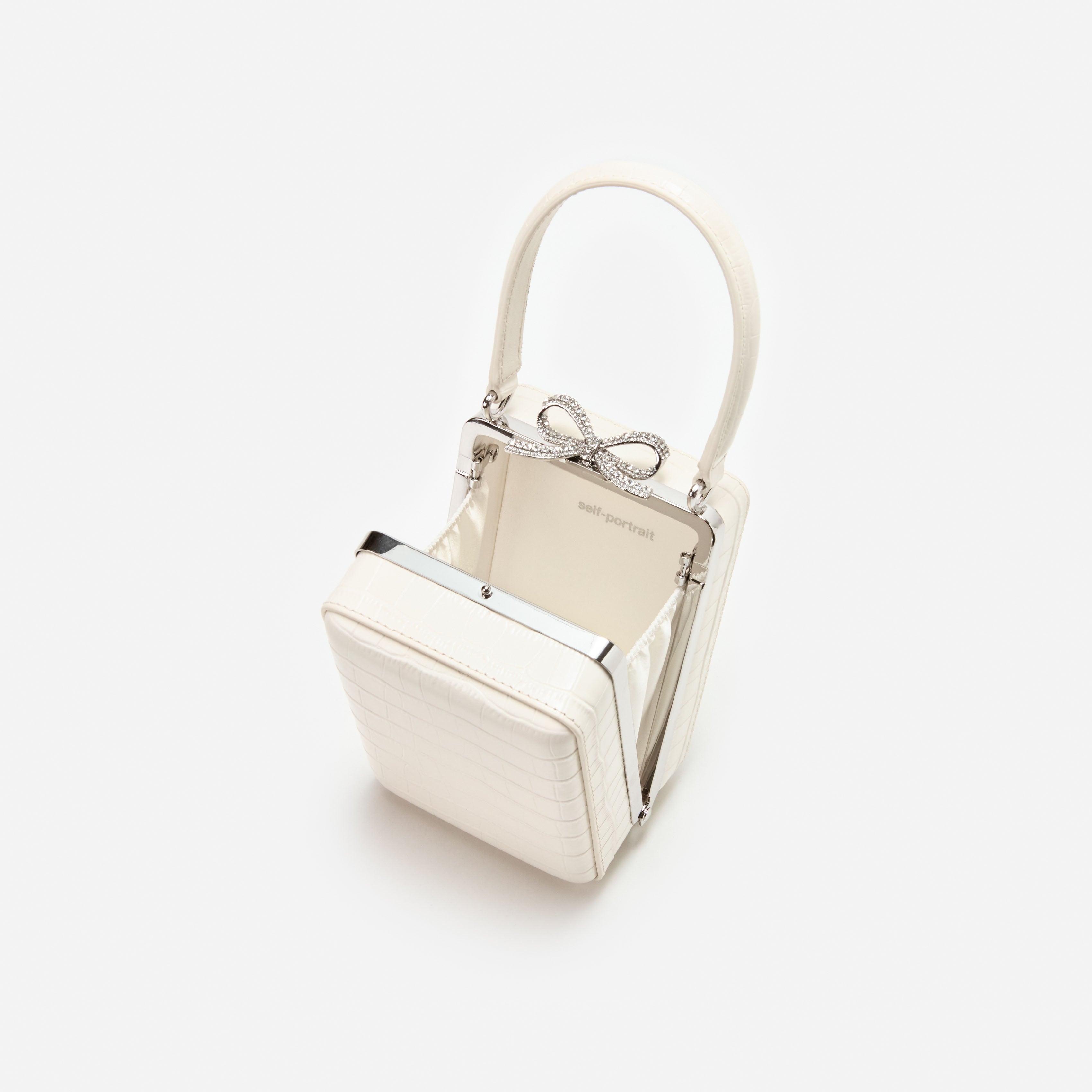 Cream Croc Leather Micro Bag – self-portrait-EU