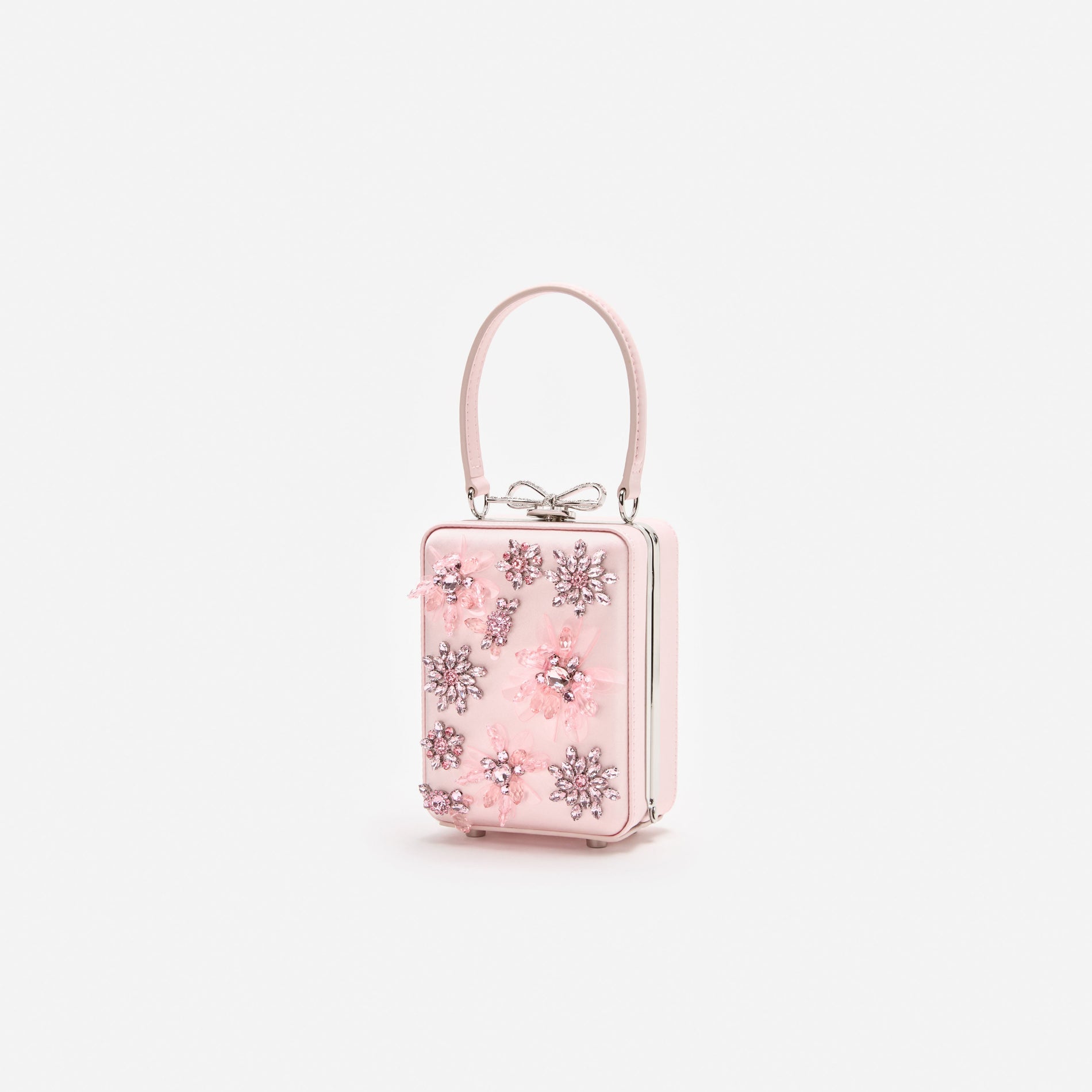 Pink Satin Floral Beaded Micro Bag