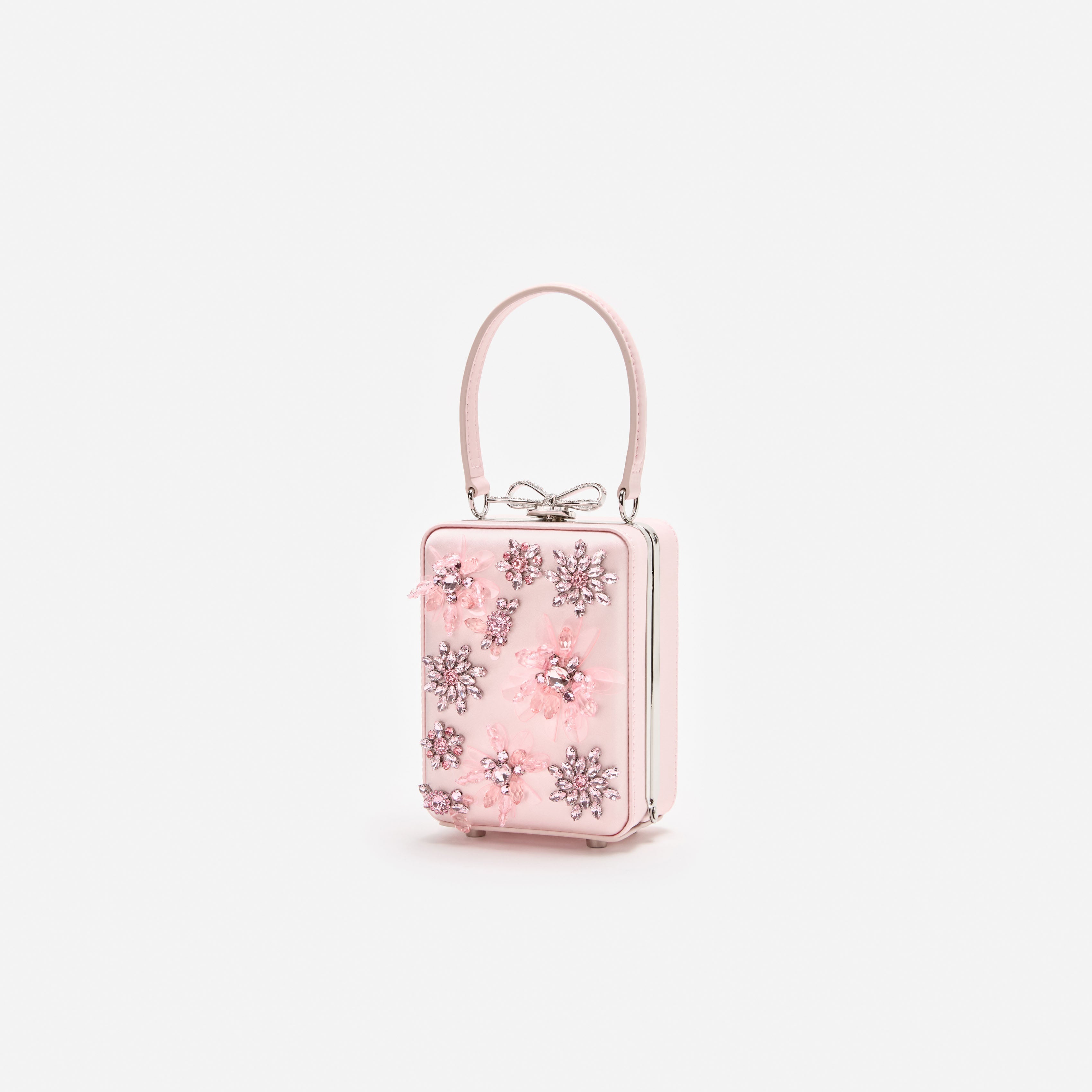 Pink Satin Floral Beaded Micro Bag