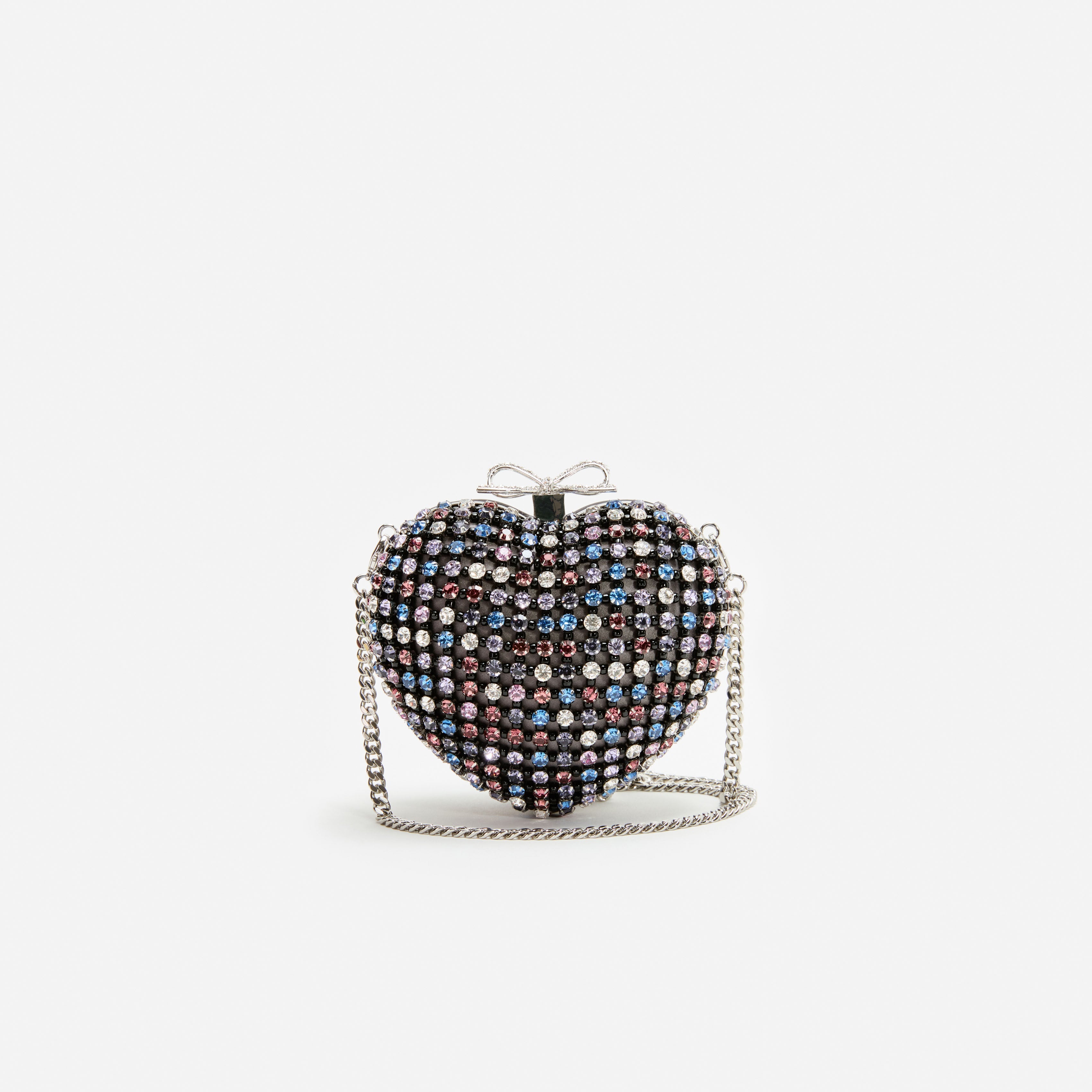 Multi Crystal Heart Clutch – self-portrait-EU