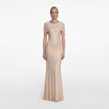 Champagne Rhinestone Maxi Dress