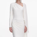 White Jersey Drape Maxi Dress
