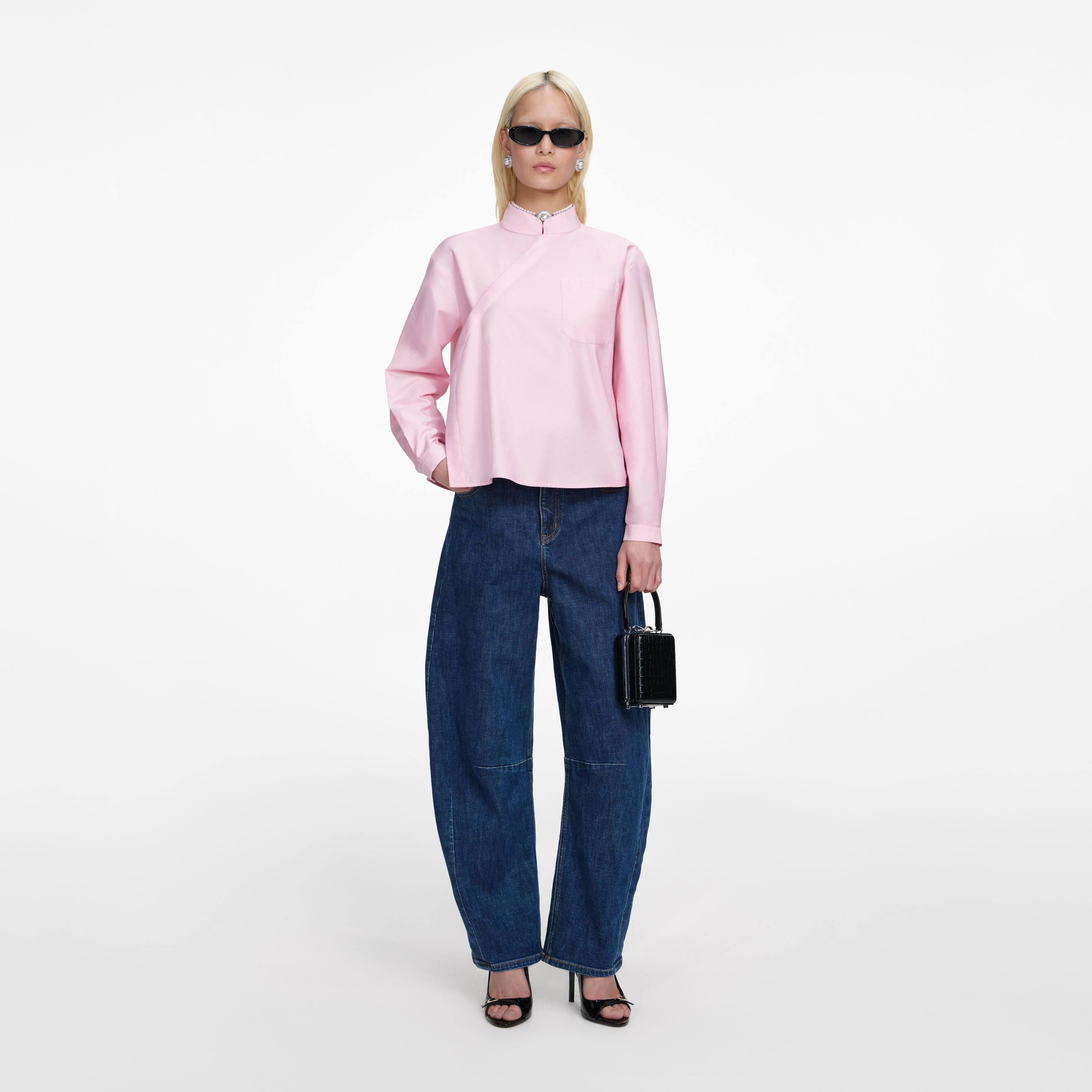 Pink Cotton Asymmetric Shirt