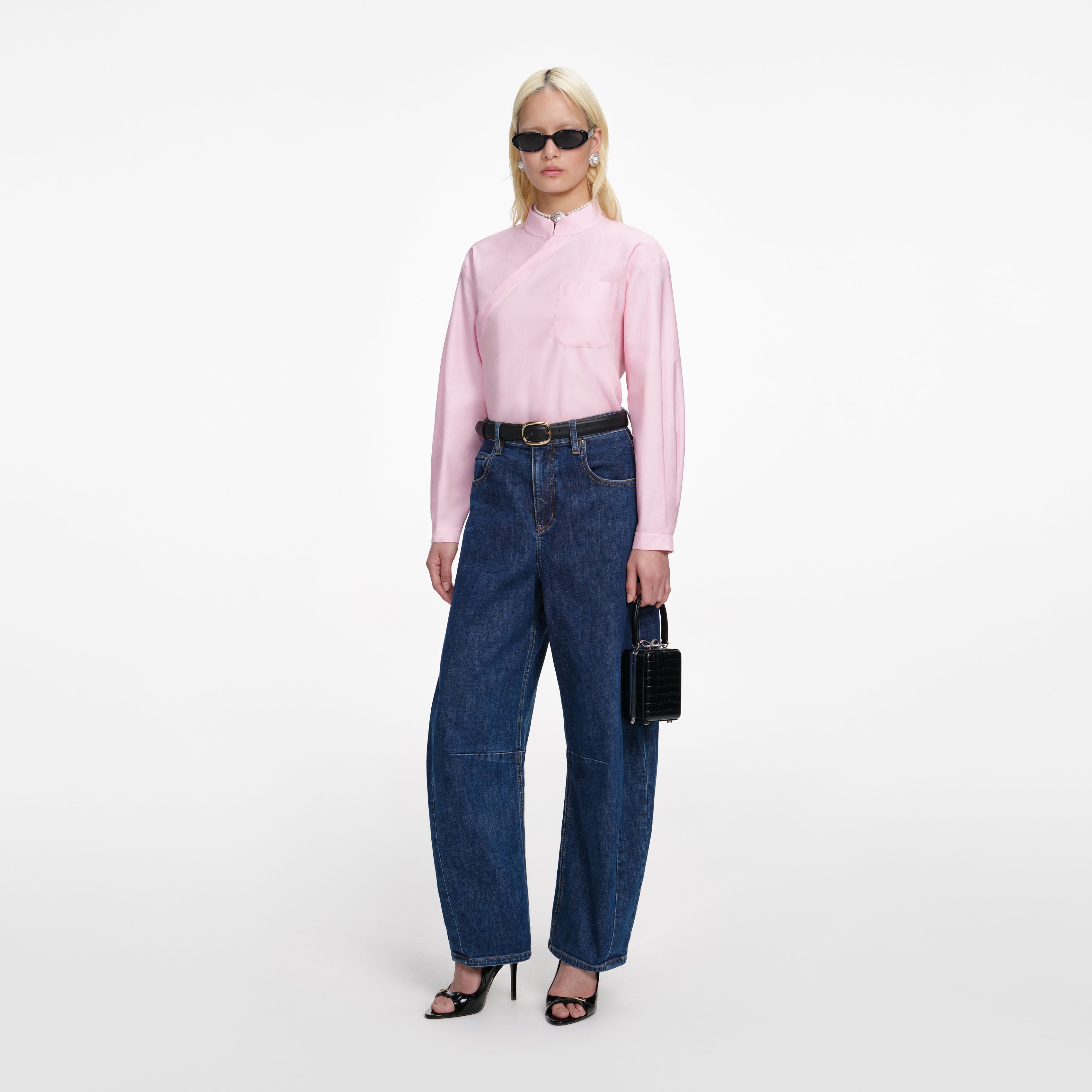 Pink Cotton Asymmetric Shirt