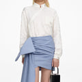 Blue Cotton Tie Side Mini Skirt