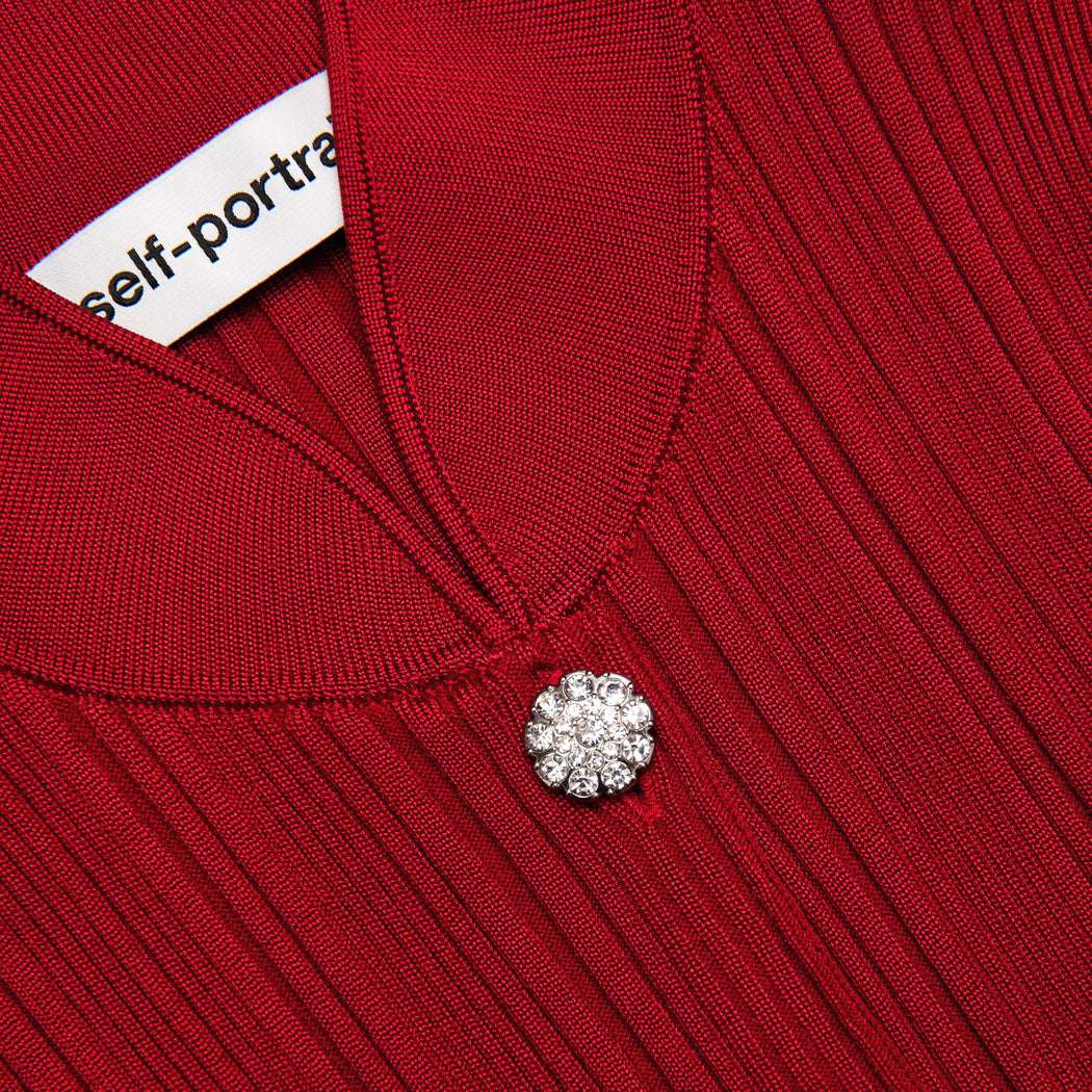 A close up of the fabric for the Red Viscose Cardigan