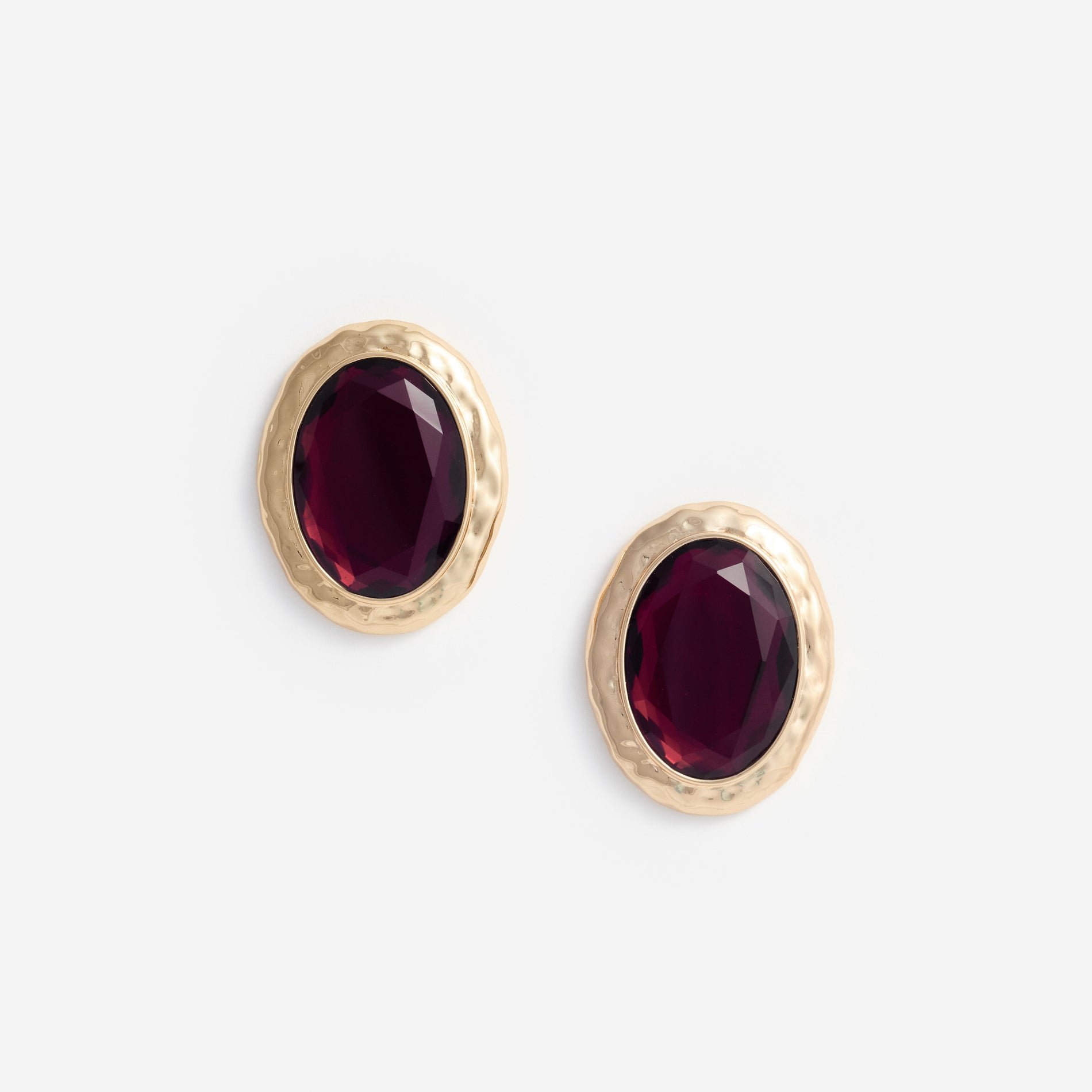 Hammered Gold Red Earrings