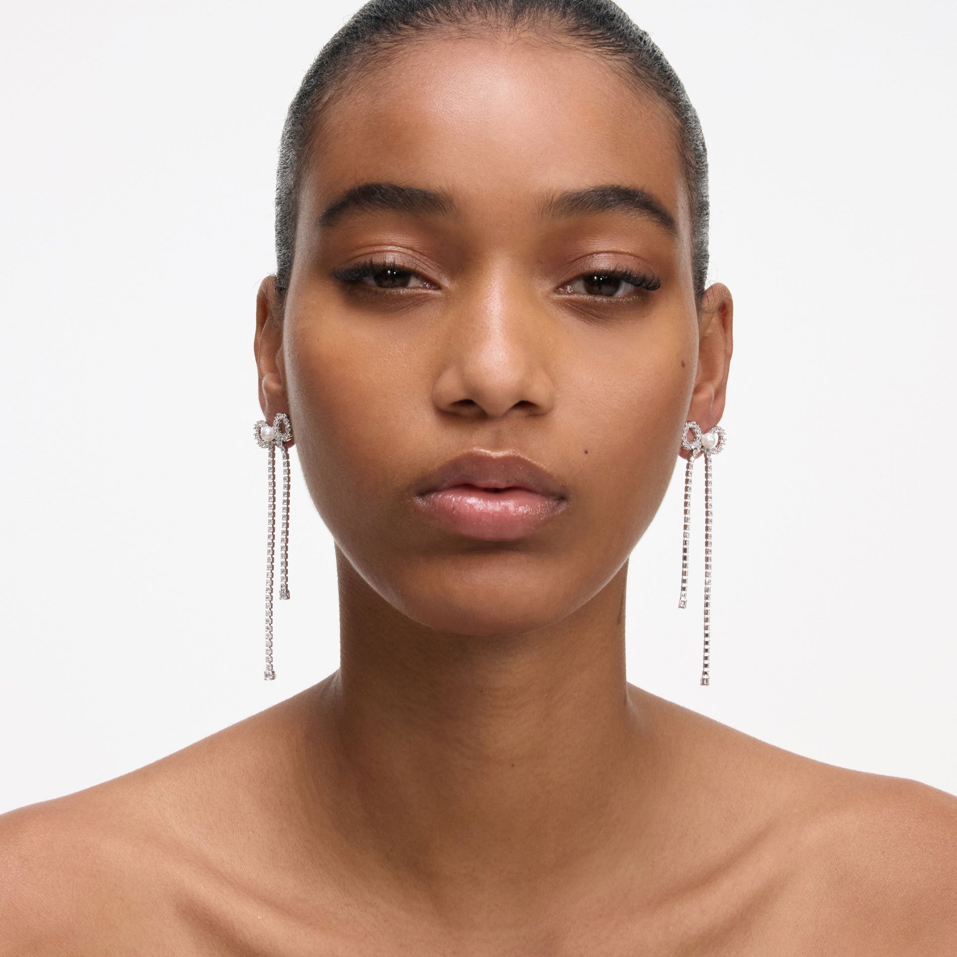 Crystal Droplet Bow Earrings