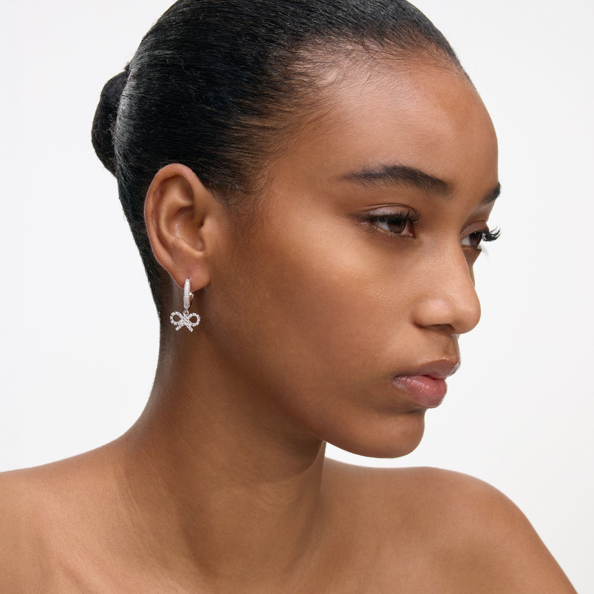 Crystal Bow Hoop Earrings
