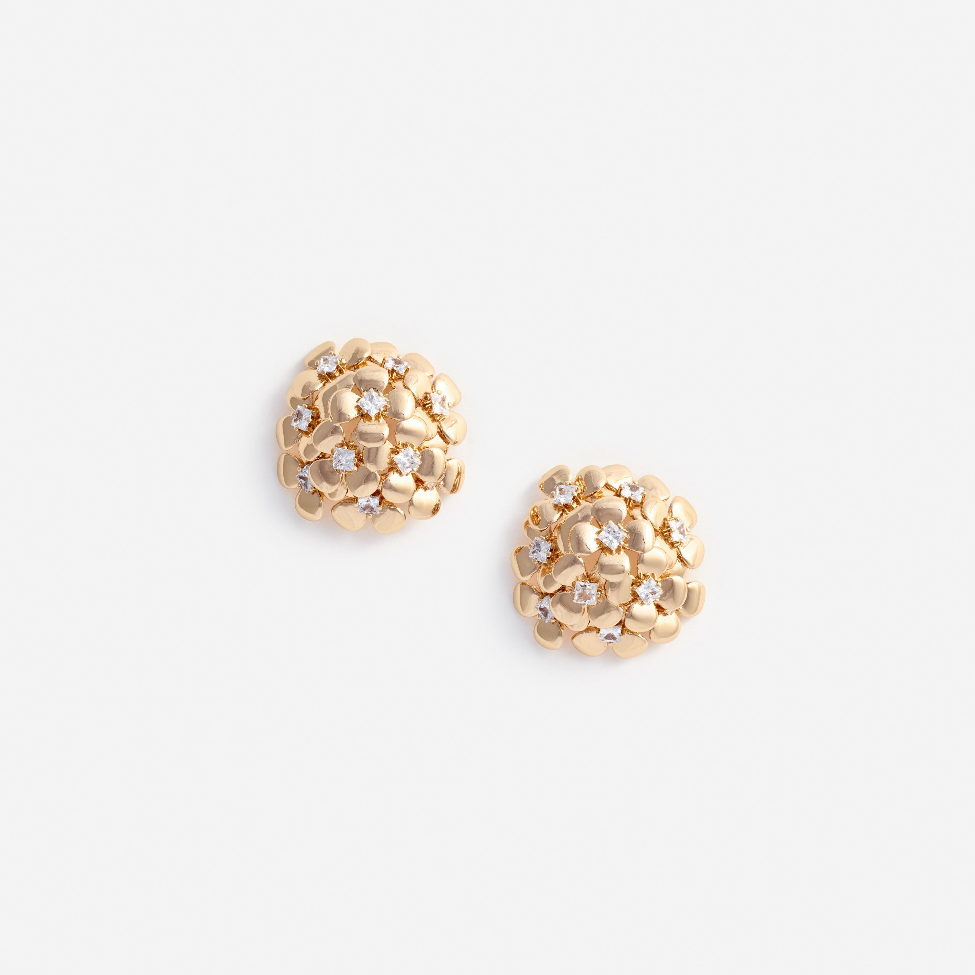 Gold Flower Cluster Earrings