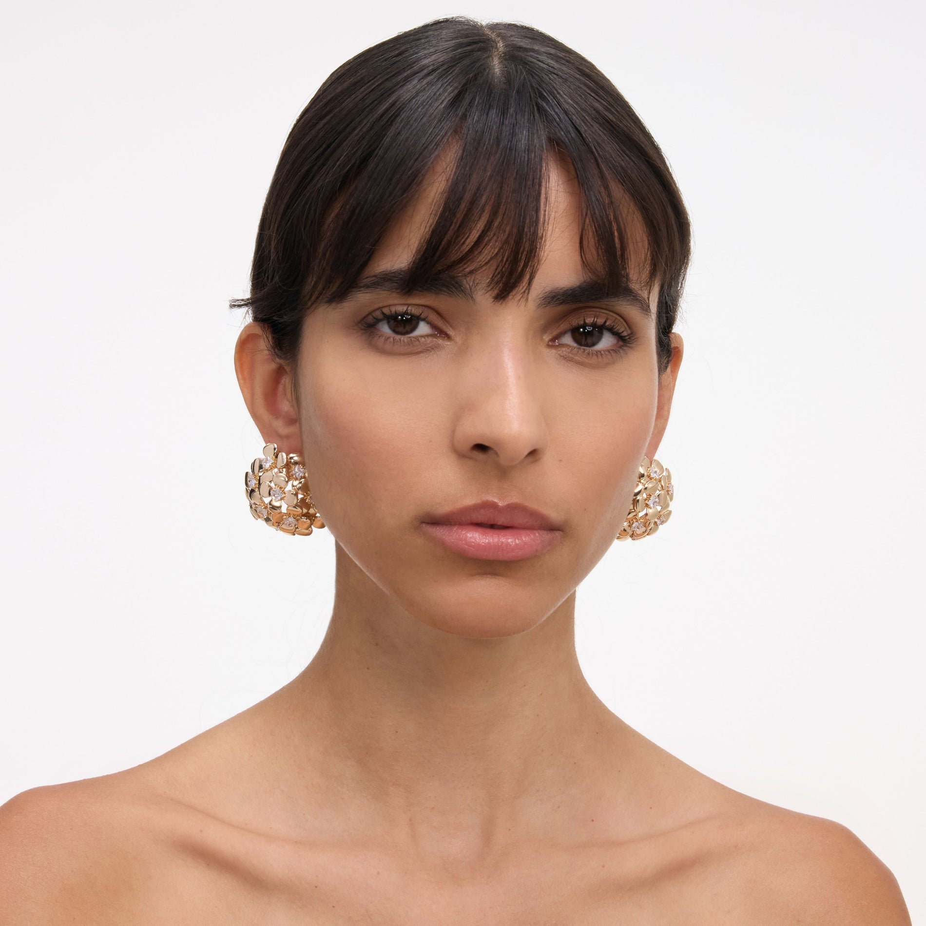 Gold Flower Cluster Earrings