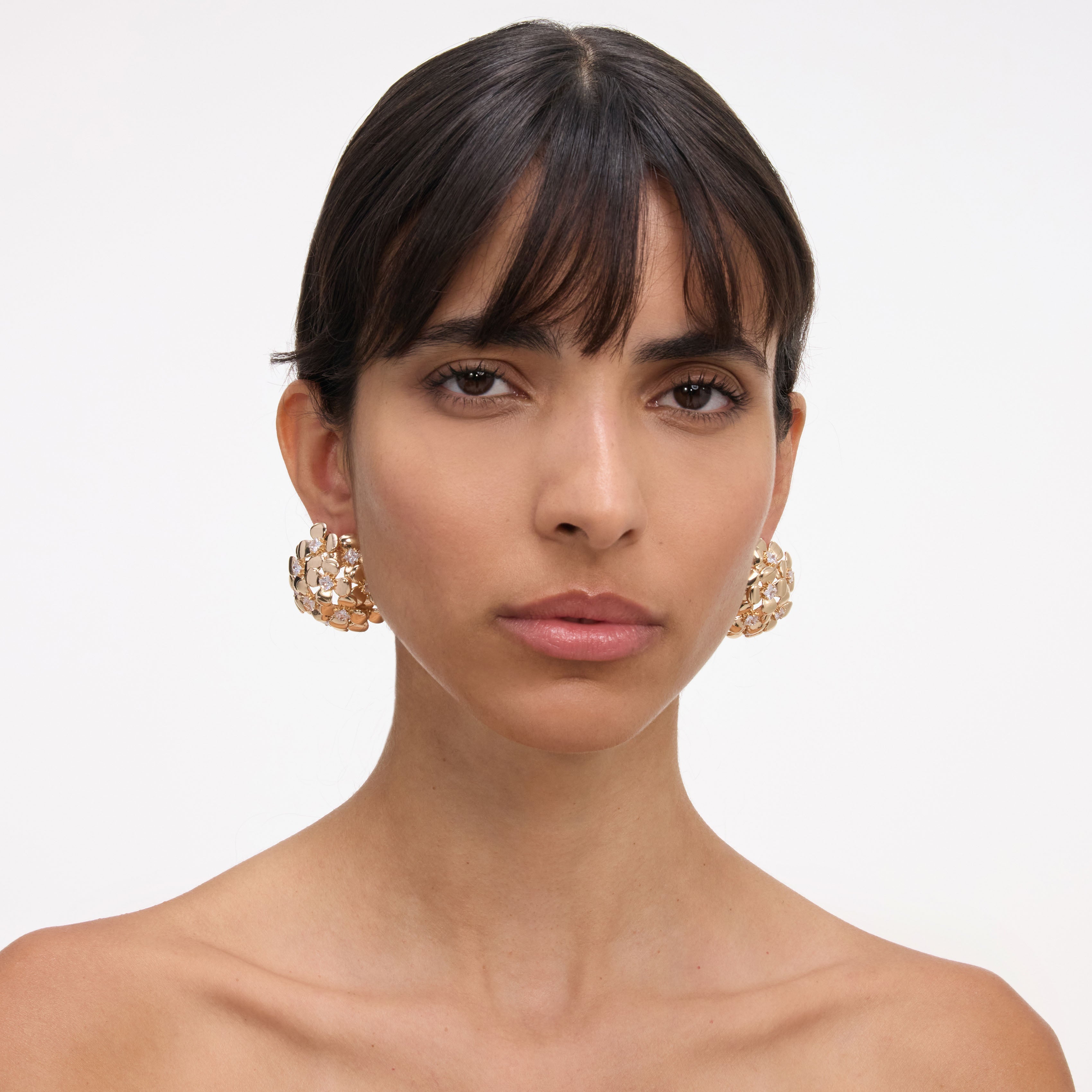 Gold Flower Cluster Earrings