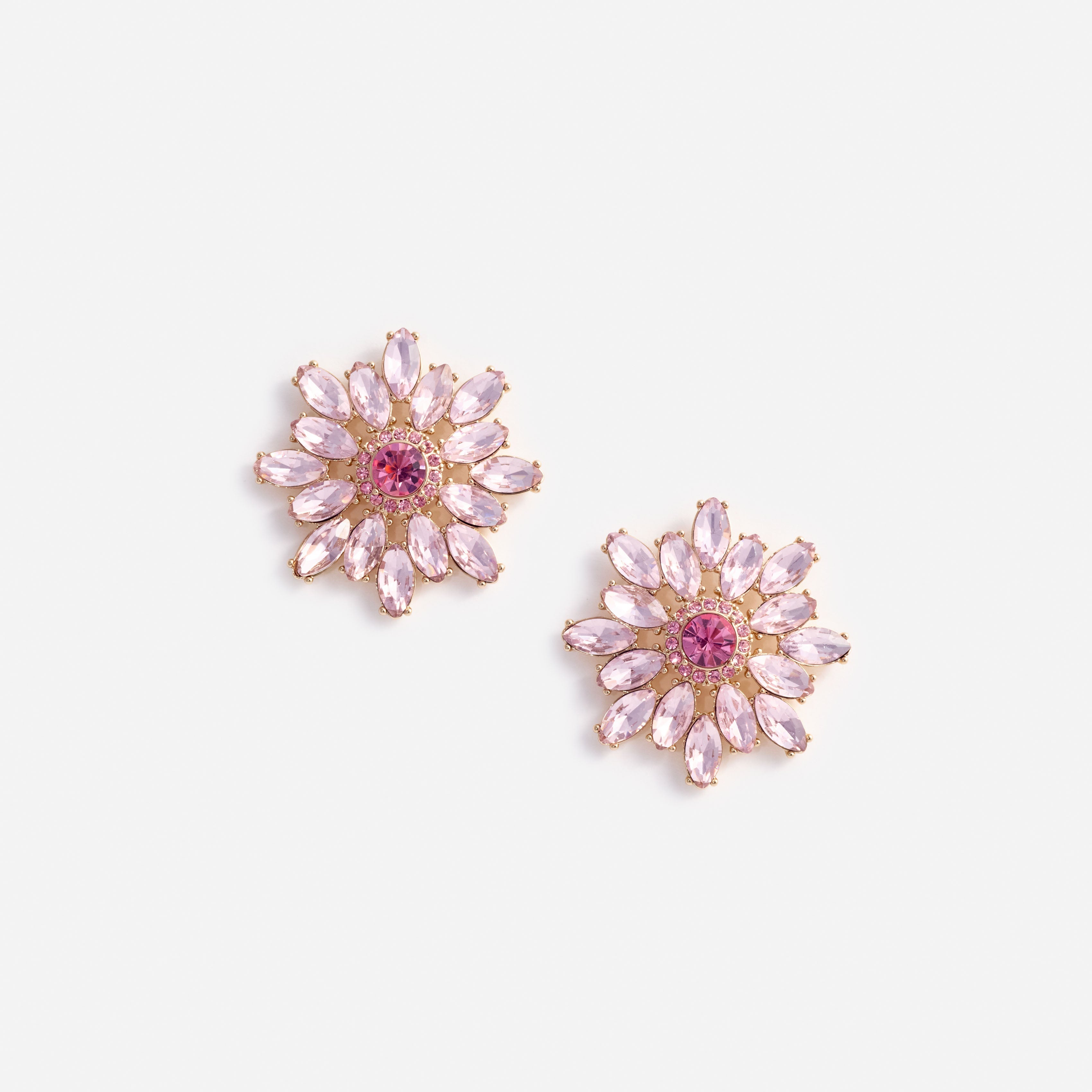 Pink Crystal Flower Earrings
