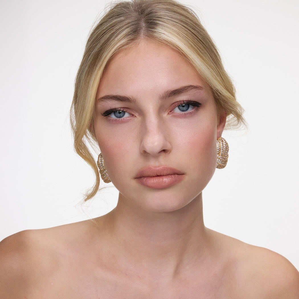 Gold Crystal Knot Earrings