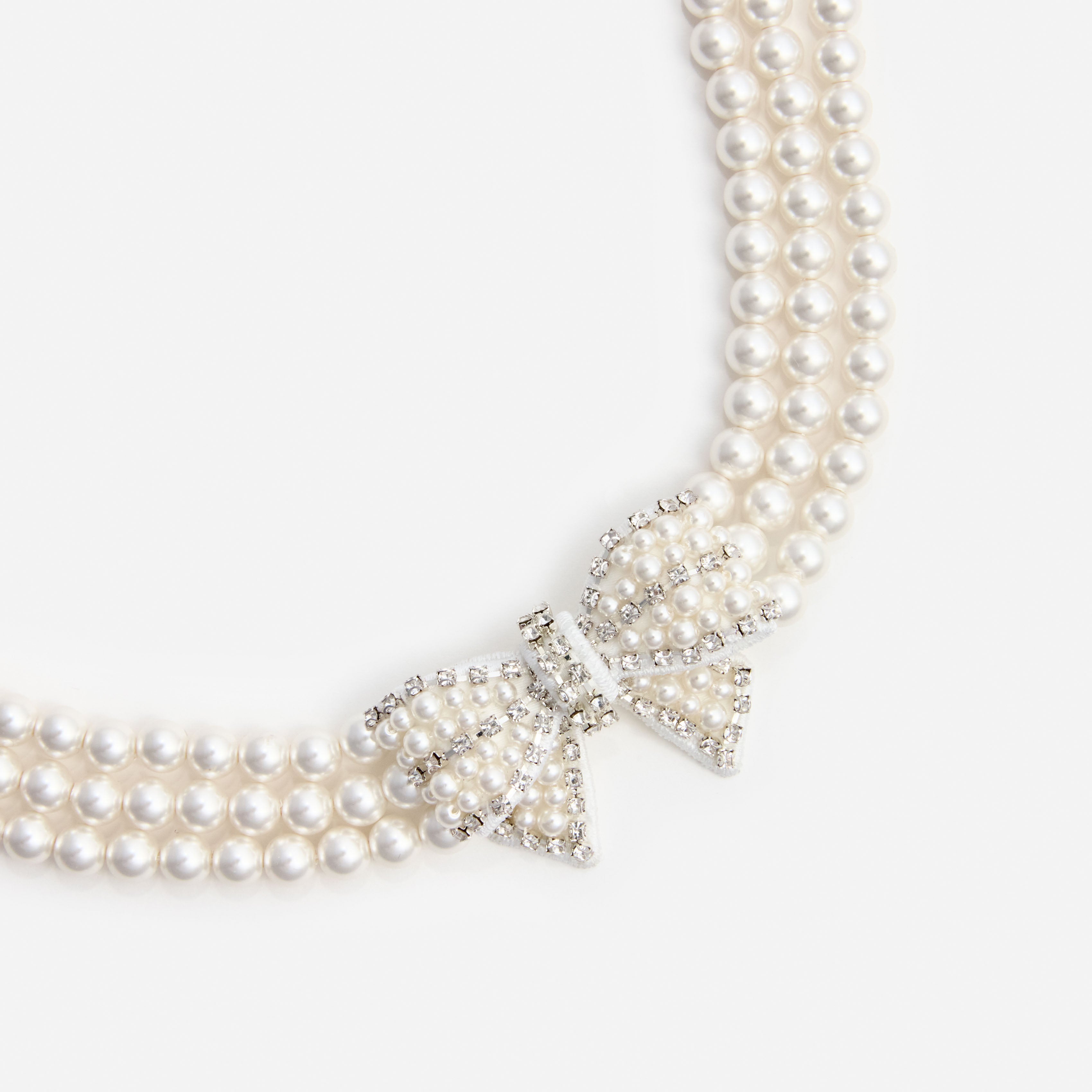 Pearl Satin Bow Necklace