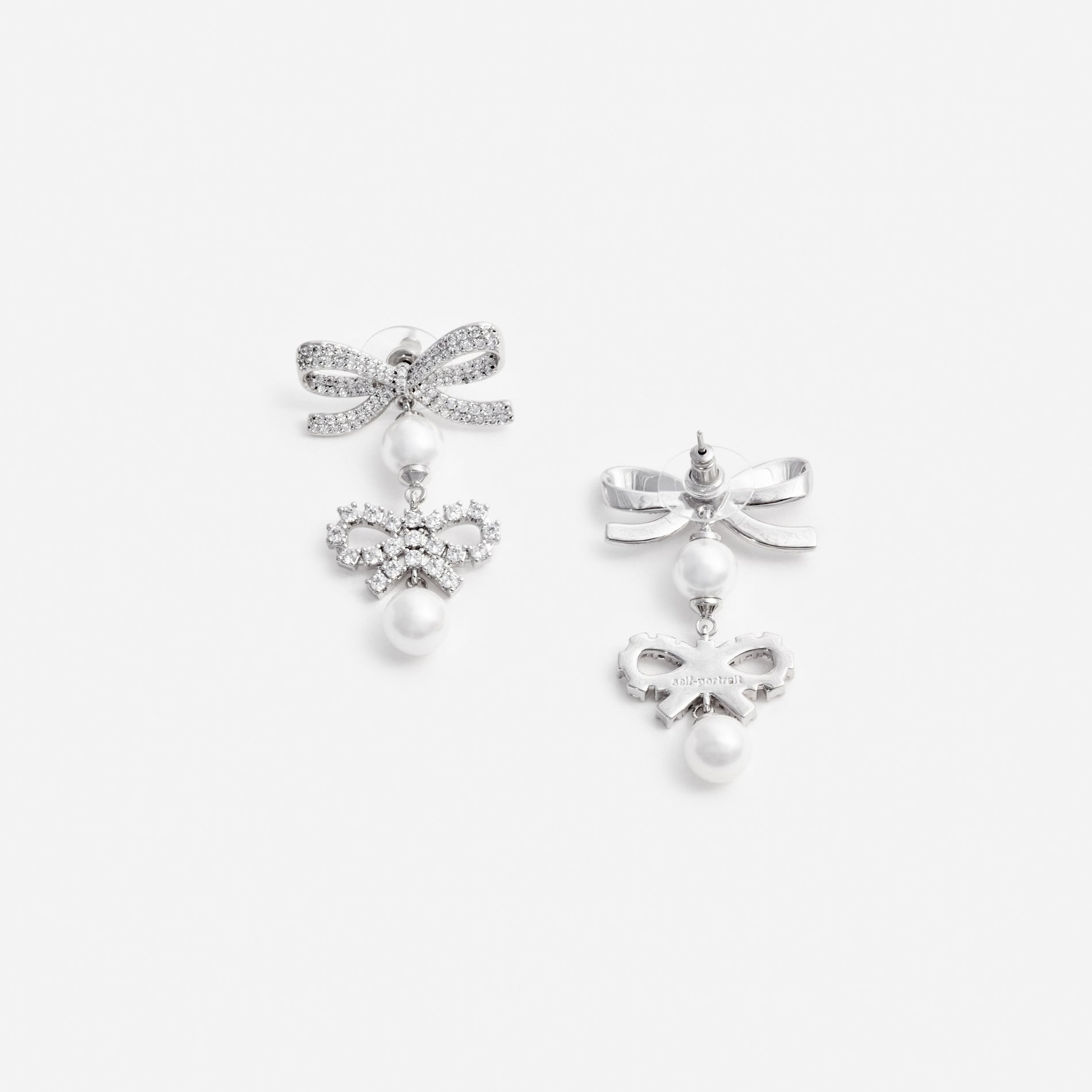 Double Bow Pearl Earrings