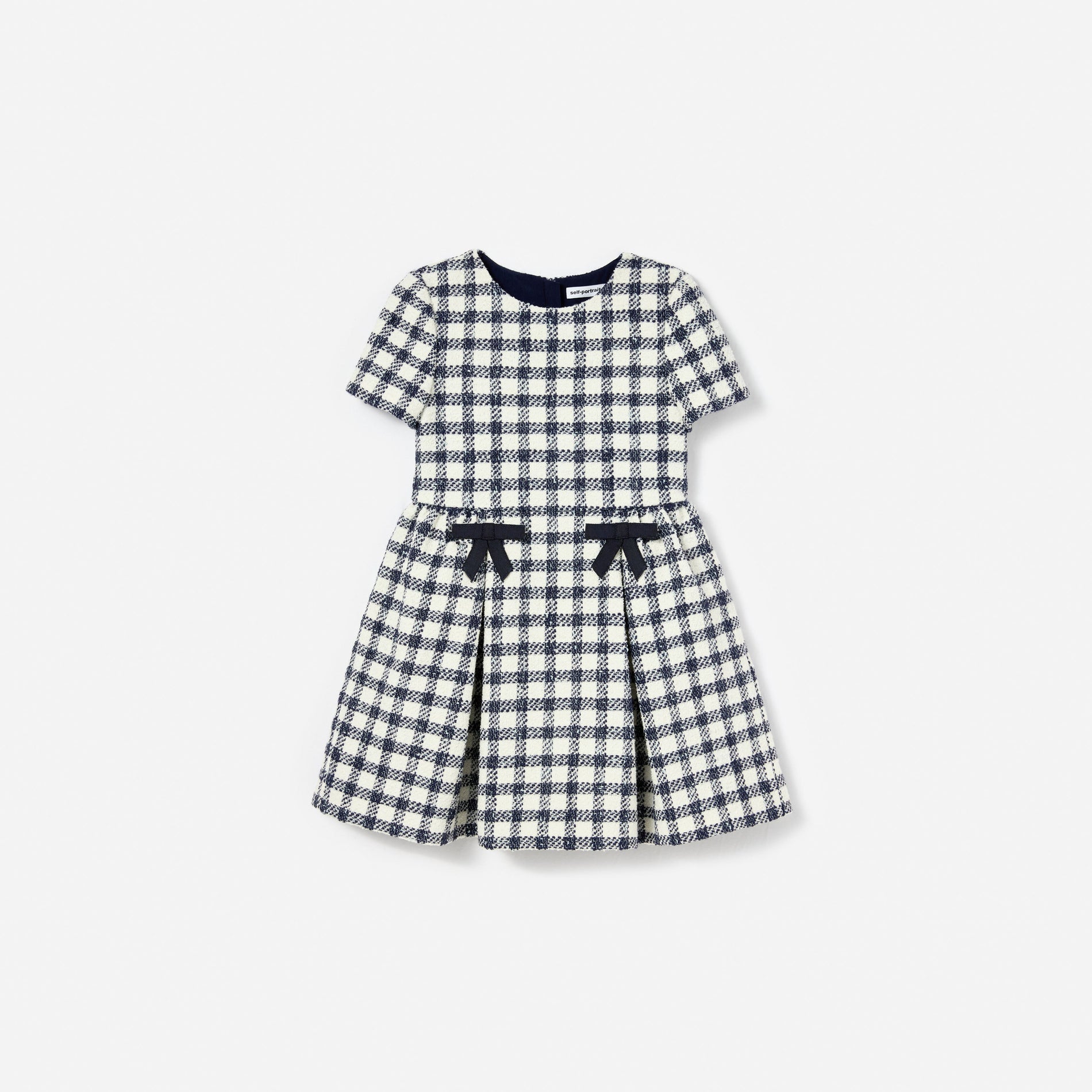 Navy Check Boucle Dress